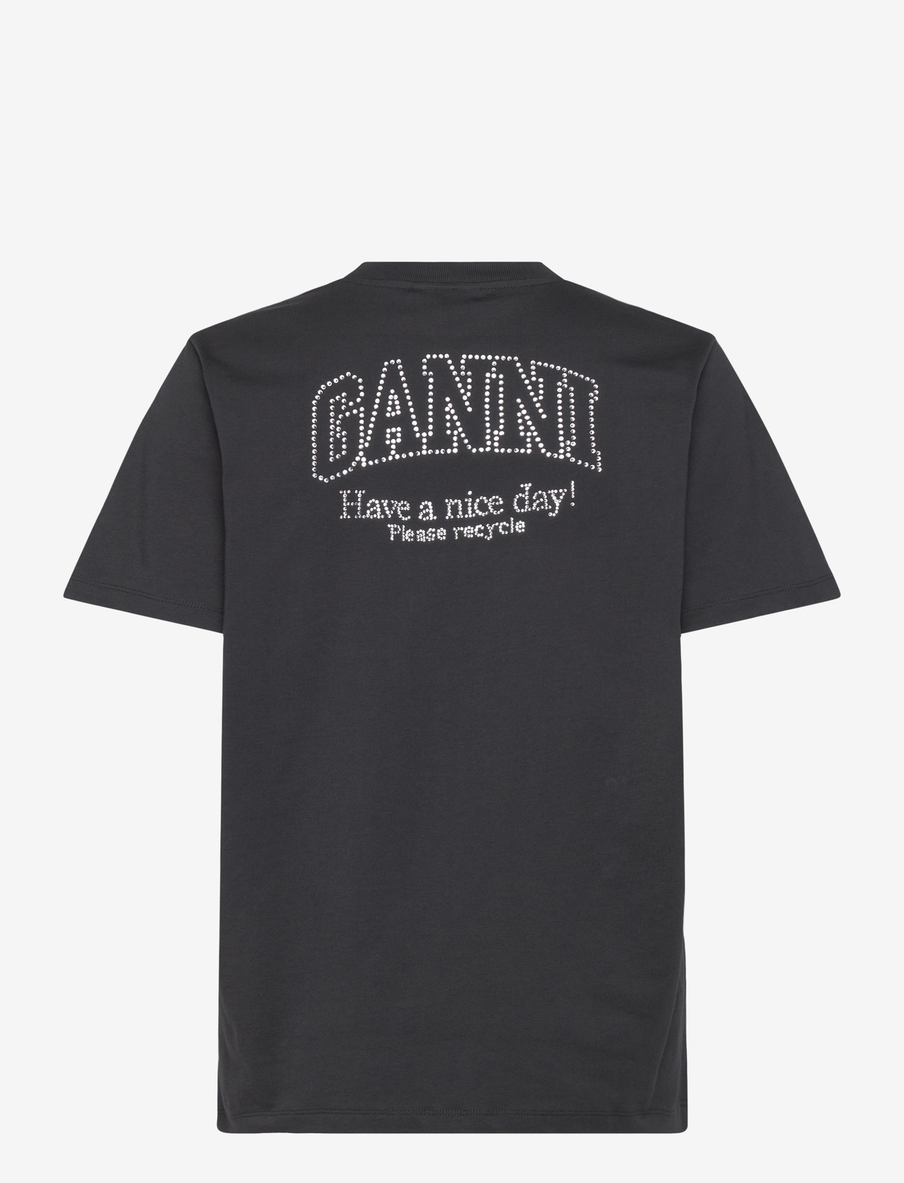 GANNI - Basic Jersey Emballished Relaxed T-Shirt - t-shirts - phantom - 1