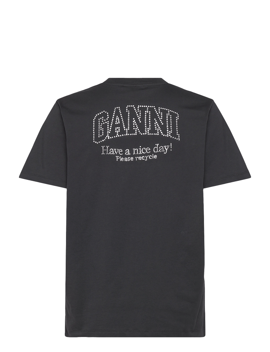GANNI - Basic Jersey Emballished Relaxed T-Shirt - t-shirts - phantom - 2
