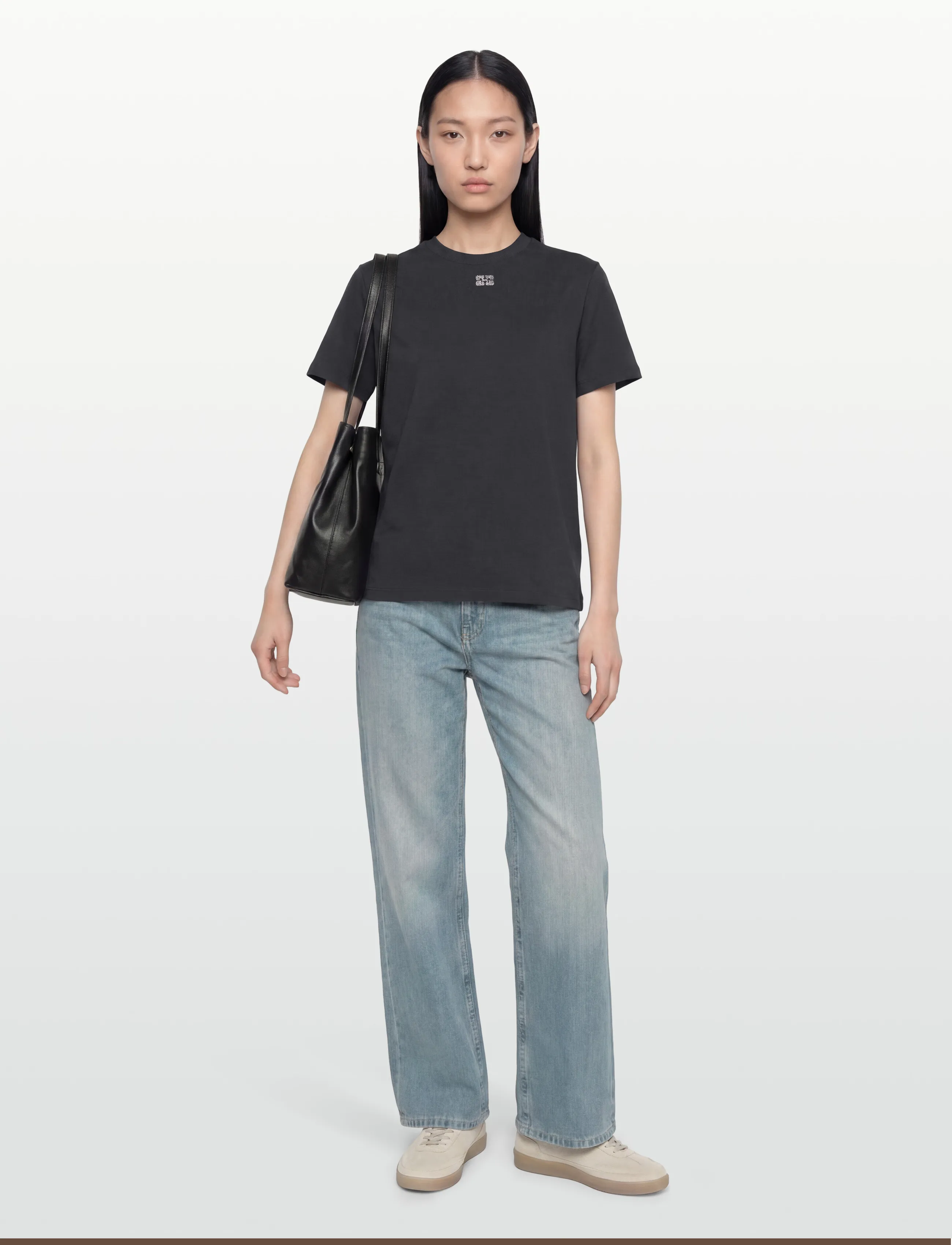 GANNI Basic Jersey Emballished Relaxed T-Shirt - T-shirts - PHANTOM / black