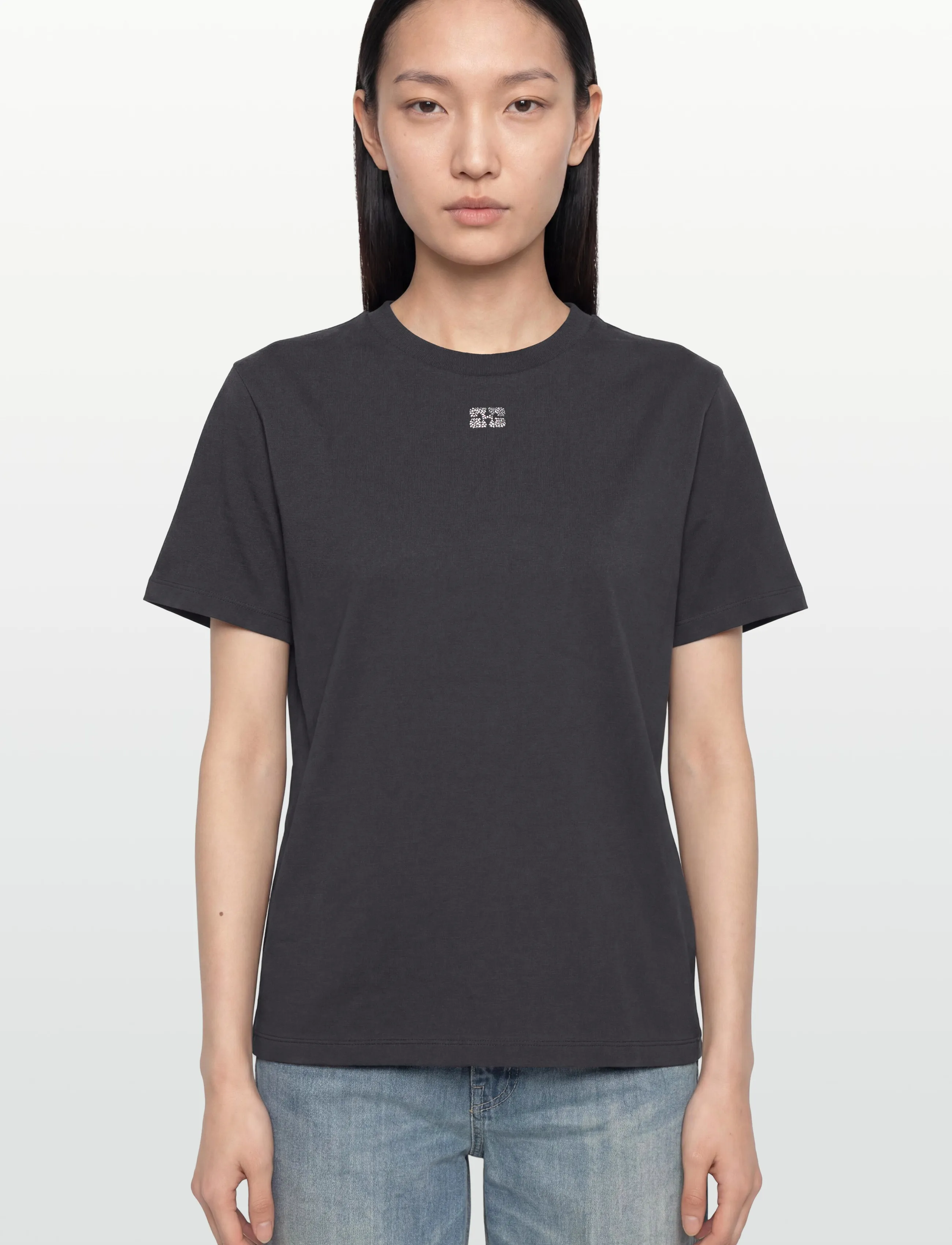 GANNI - Basic Jersey Emballished Relaxed T-Shirt - phantom - 3
