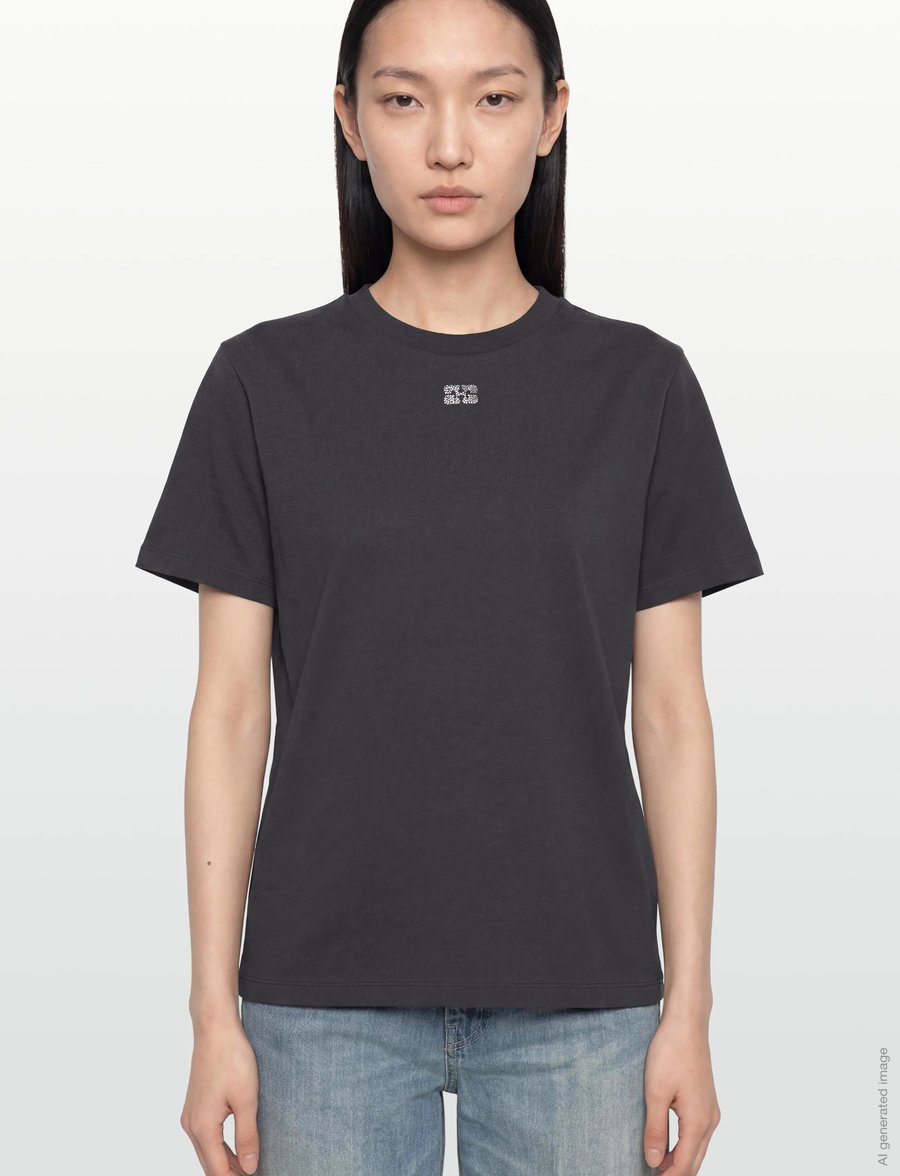 GANNI - Basic Jersey Emballished Relaxed T-Shirt - t-shirts - phantom - 3