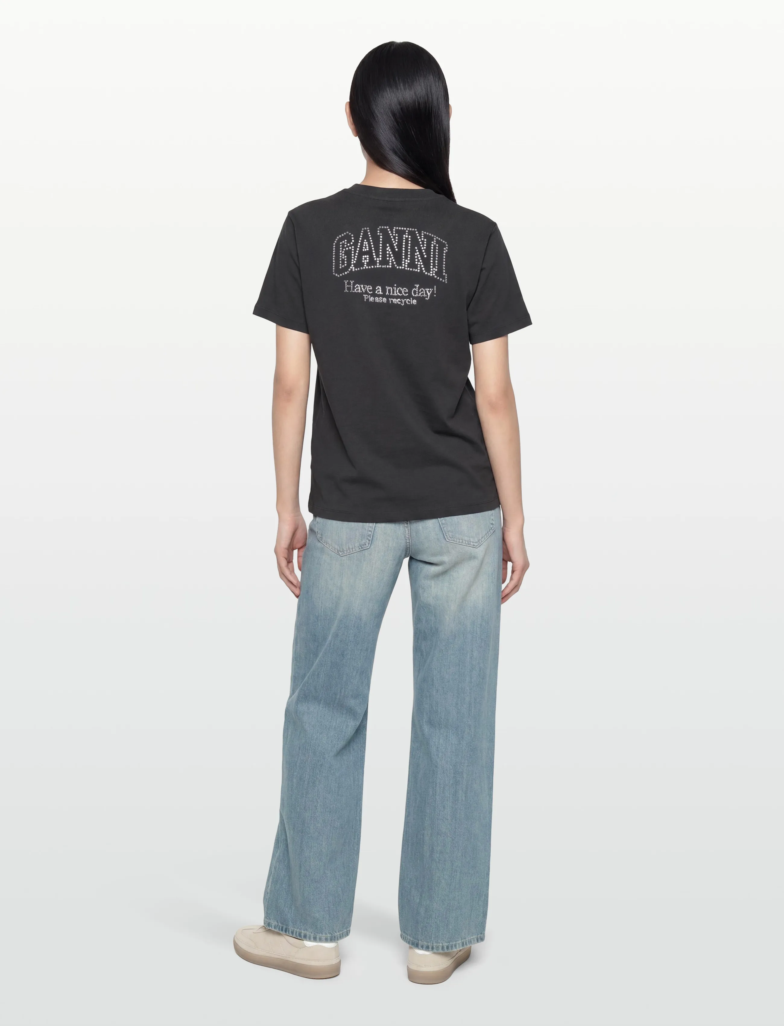 GANNI - Basic Jersey Emballished Relaxed T-Shirt - phantom - 4