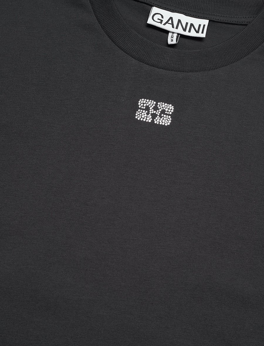 GANNI - Basic Jersey Emballished Relaxed T-Shirt - t-shirts - phantom - 5