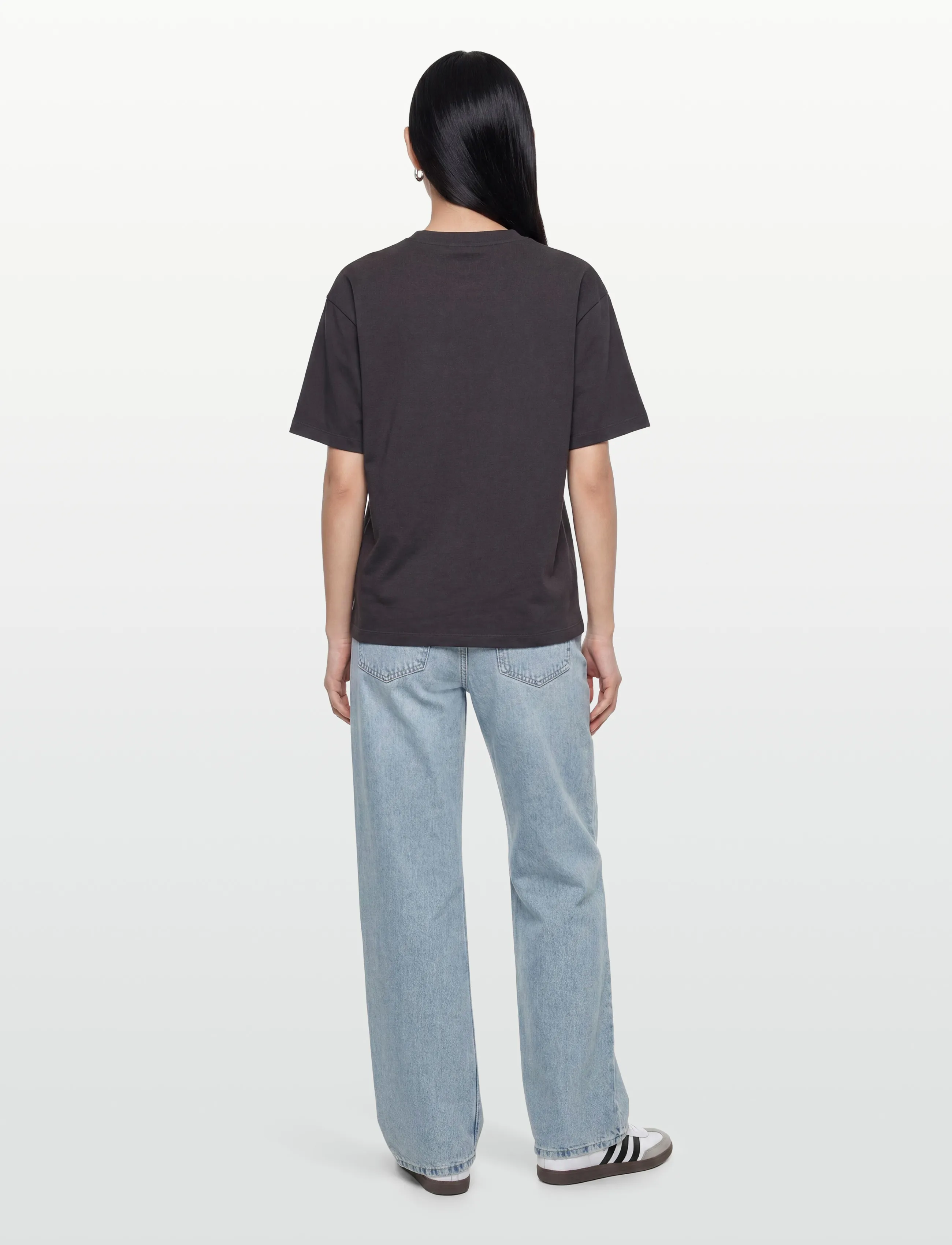 GANNI - Cotton T-Shirt Embellished Graphic Print - phantom - 4