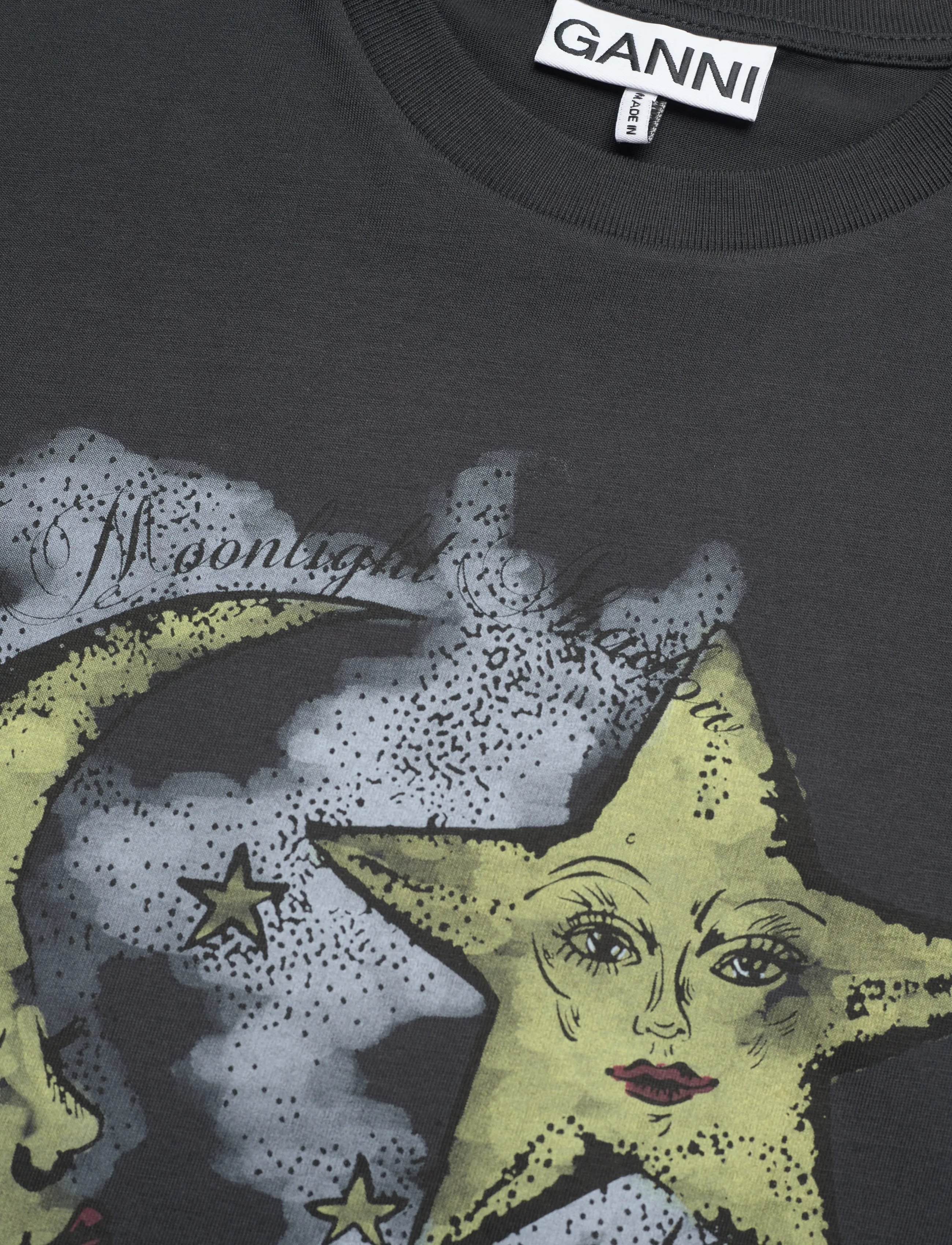 GANNI - Graphic Print Crew Neck T-Shirt - t-shirts - phantom - 5