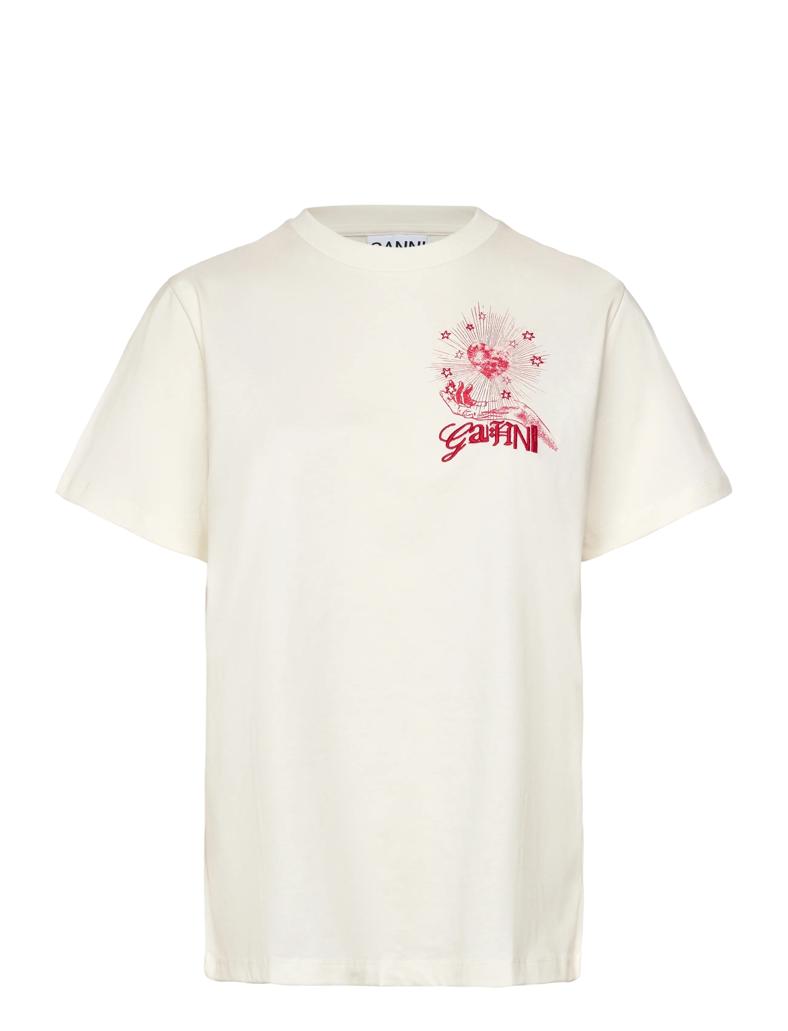 GANNI - Graphic Print Relaxed T-Shirt - egret - 1