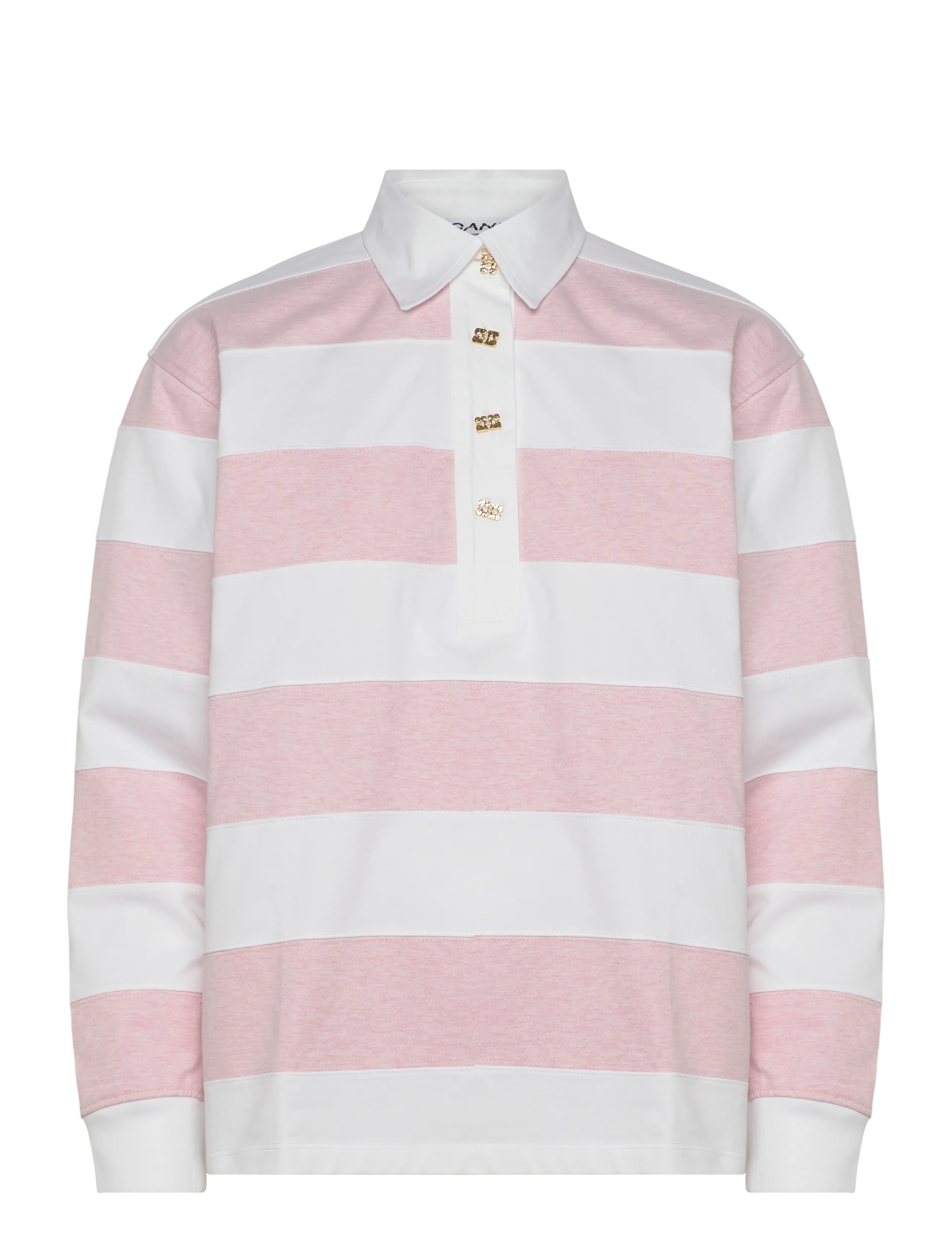 GANNI HEAVY COTTON POLO - GANNI - MAUVE CHALK / pink/rose