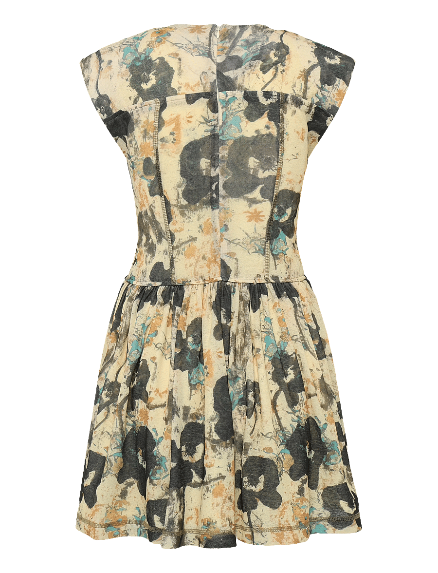 GANNI - Printed Marl Mesh Corset Mini Dress - afterglow - 1