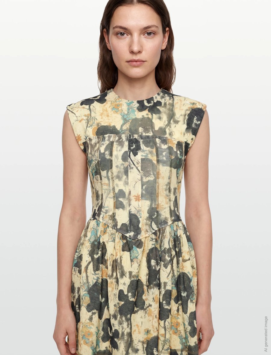 GANNI - Printed Marl Mesh Corset Mini Dress - partykleider - afterglow - 3