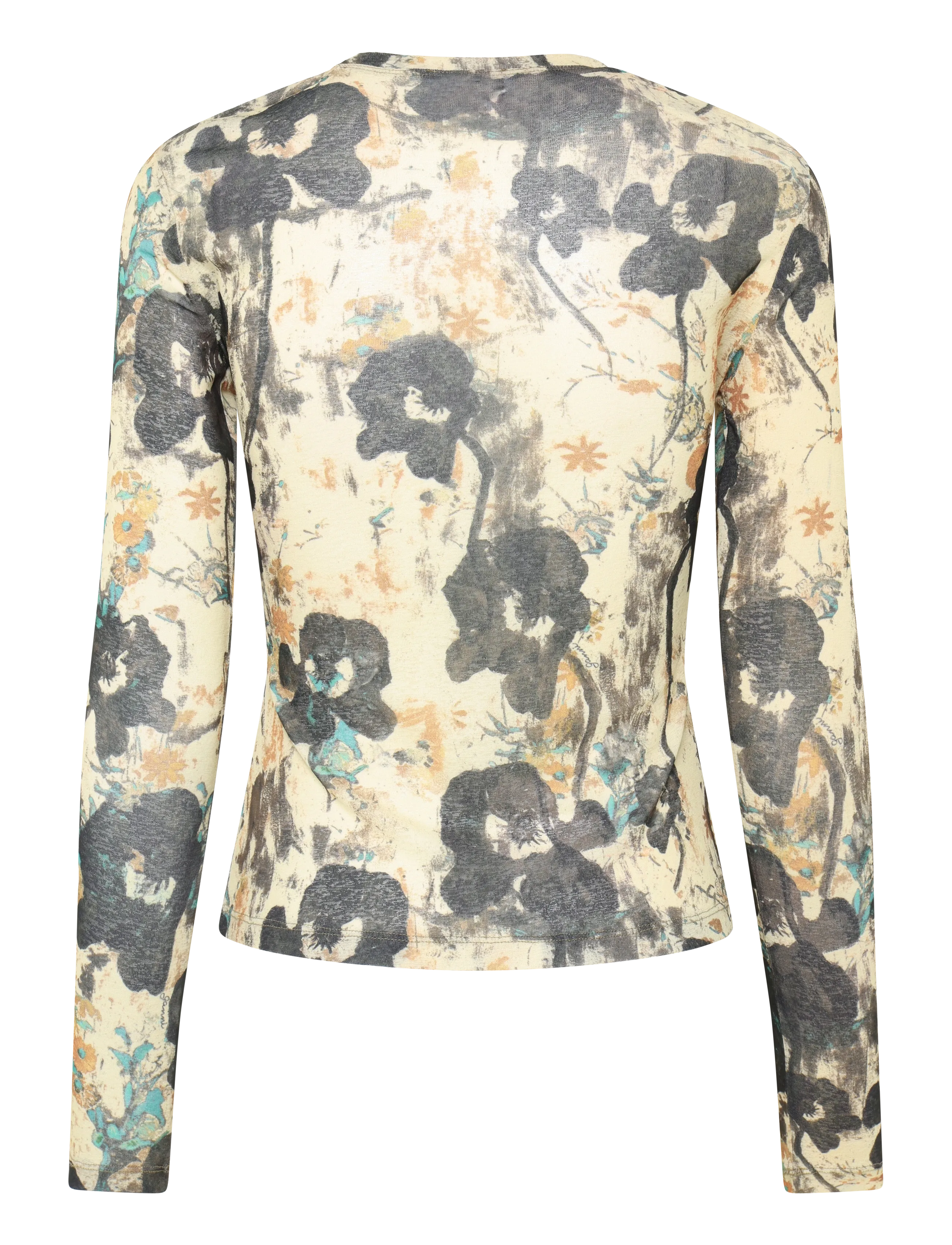 GANNI - Printed Marl Mesh Long Sleeve Top - afterglow - 1
