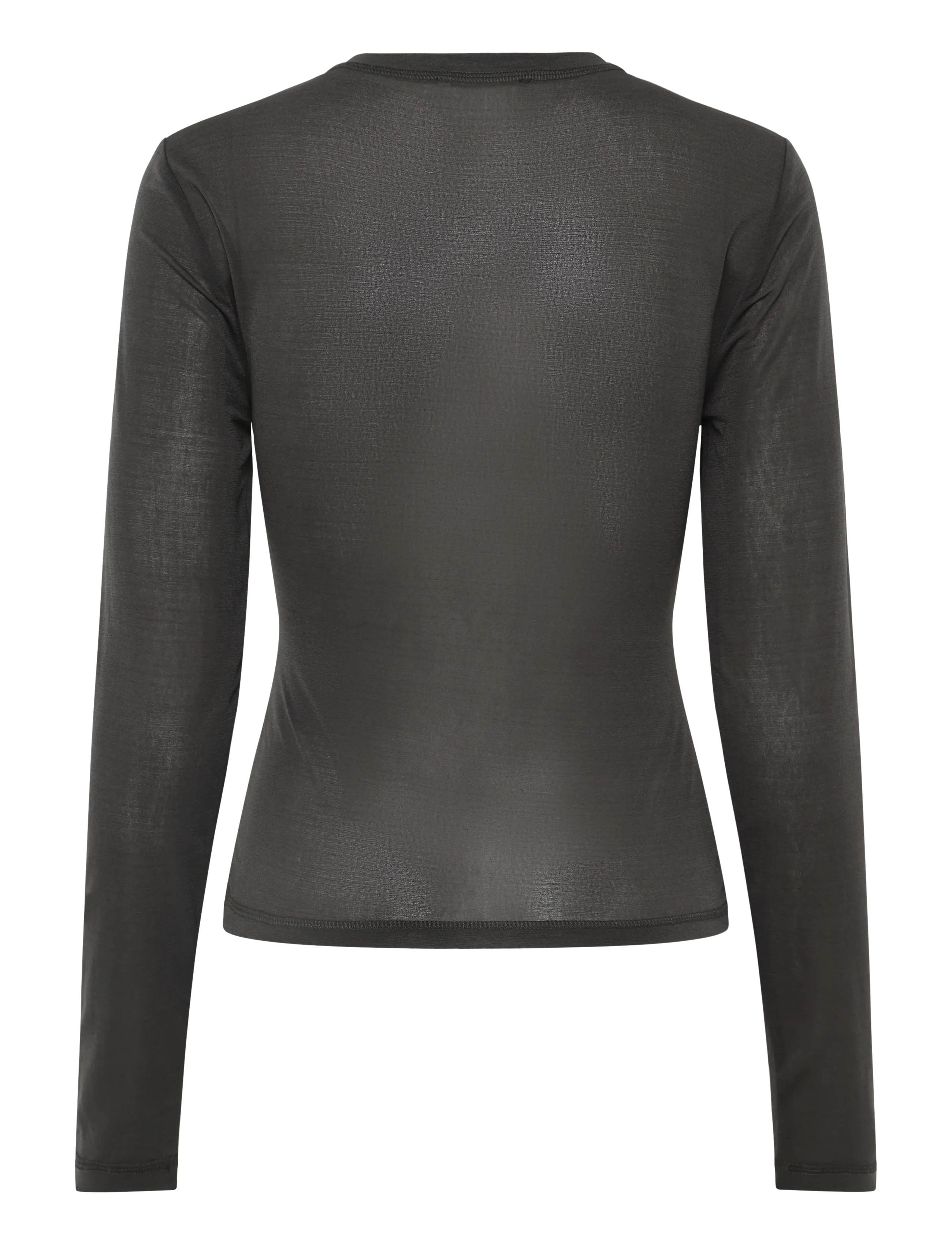 GANNI - Sheer Mesh Jersey Long Sleeve Top - phantom - 1