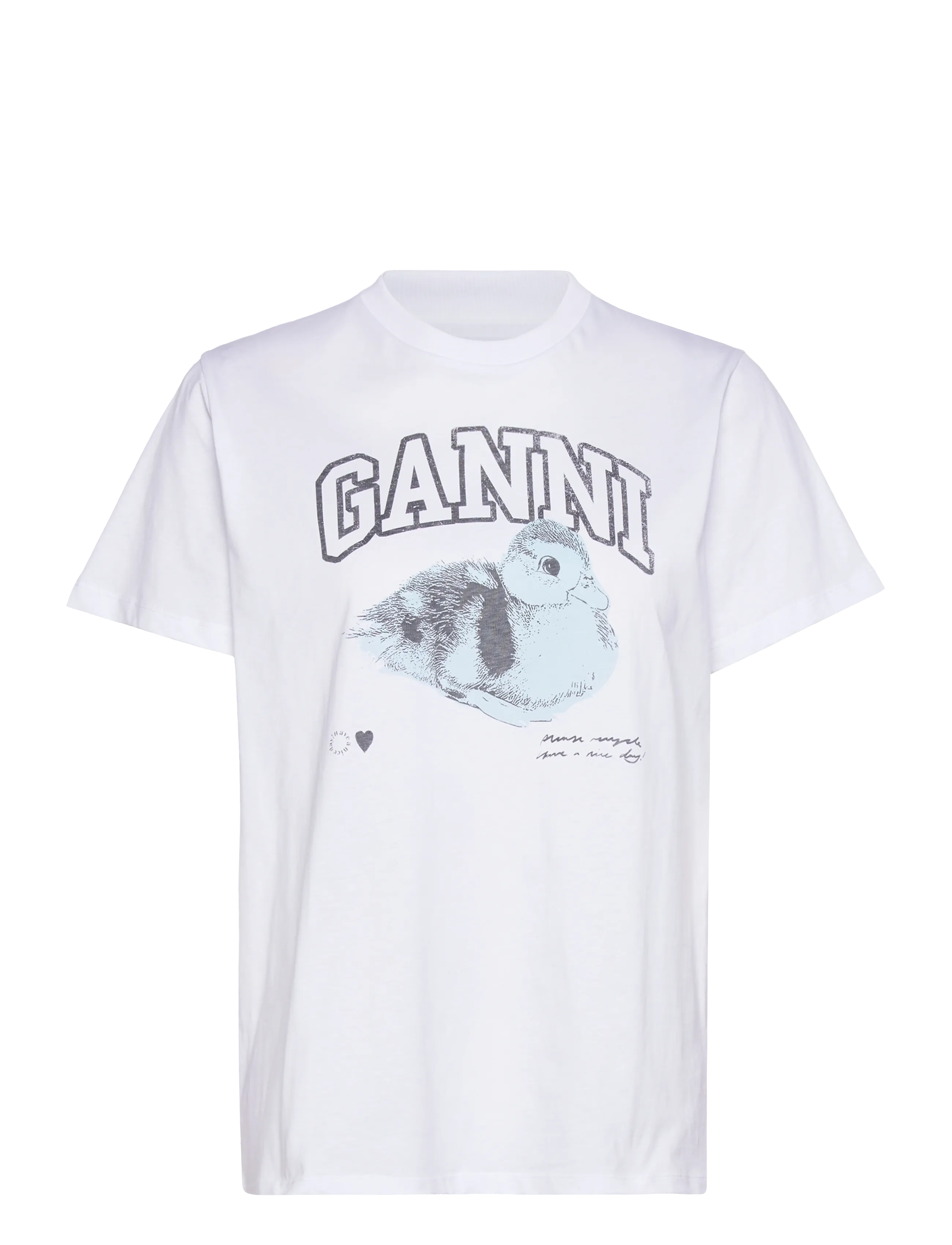GANNI Teddy Print Cotton T-Shirt - Nyheder - BRIGHT WHITE / white