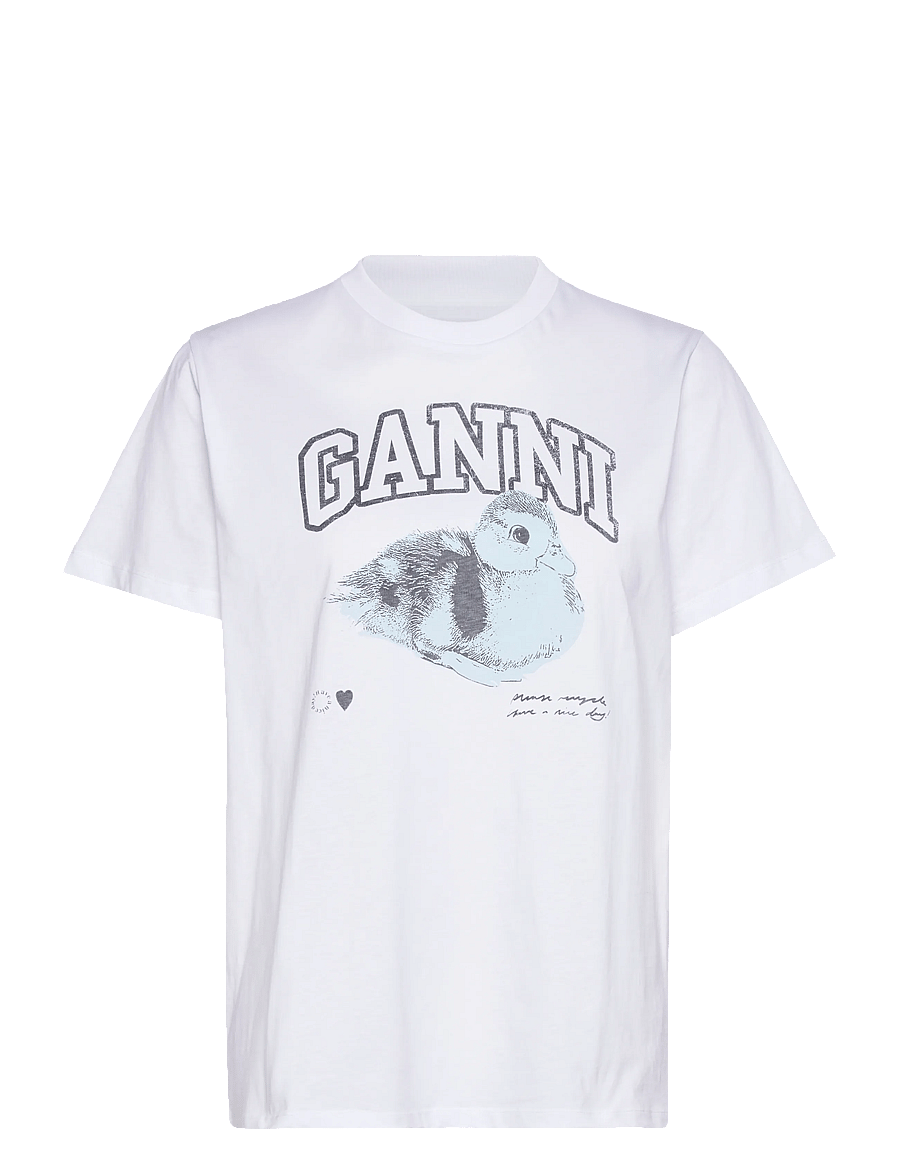 GANNI - Teddy Print Cotton T-Shirt - bright white - 1