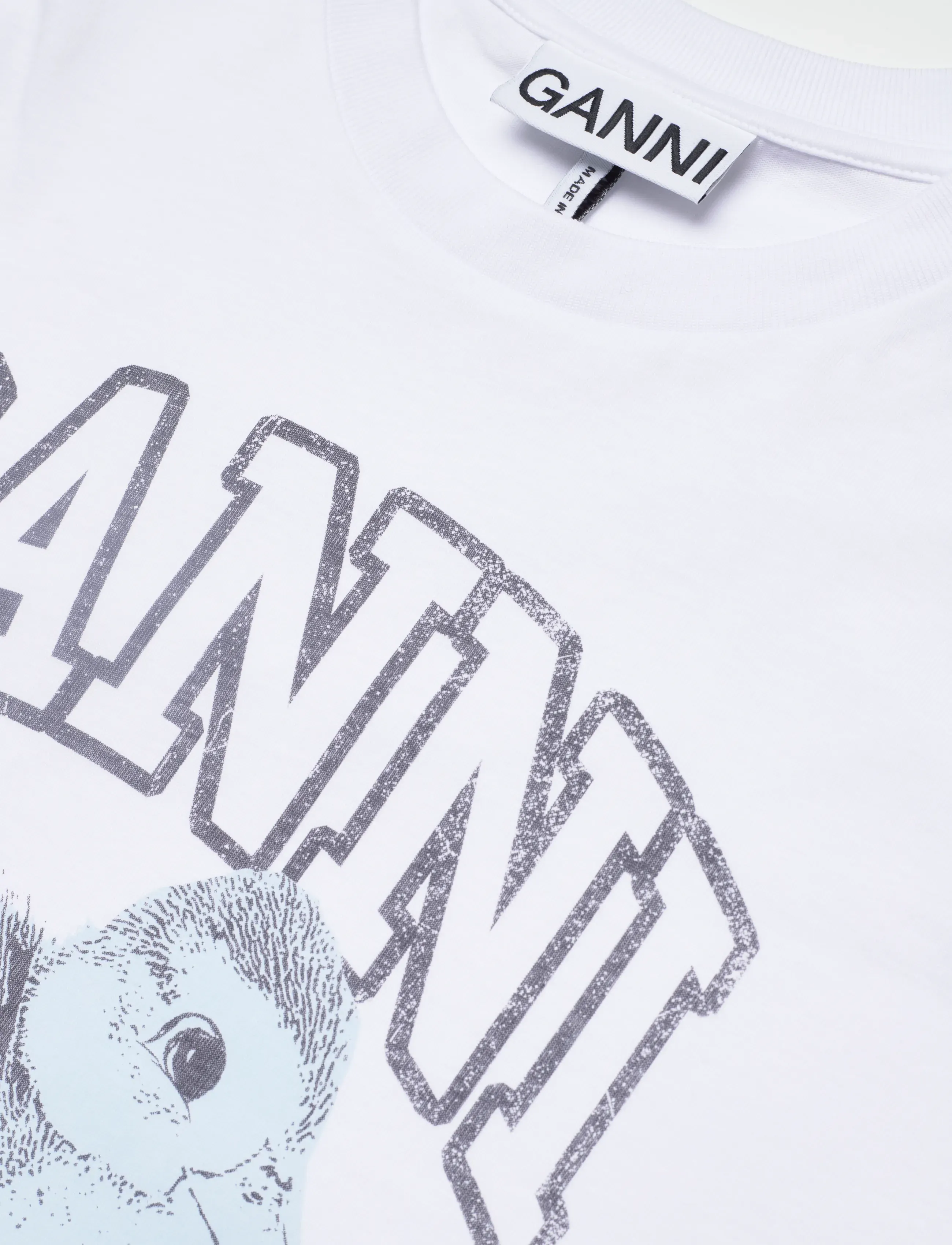 GANNI - Teddy Print Cotton T-Shirt - bright white - 5