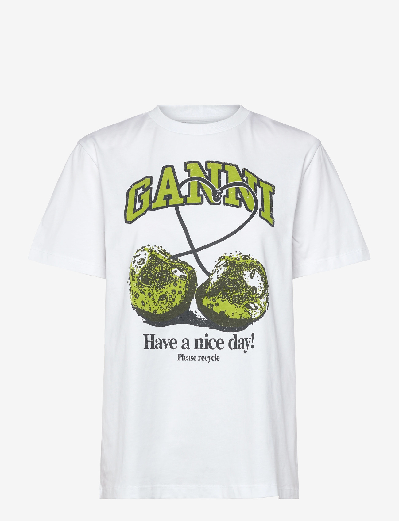 GANNI - Basic Jersey Cherry Relaxed T-Shirt - bright white - 1