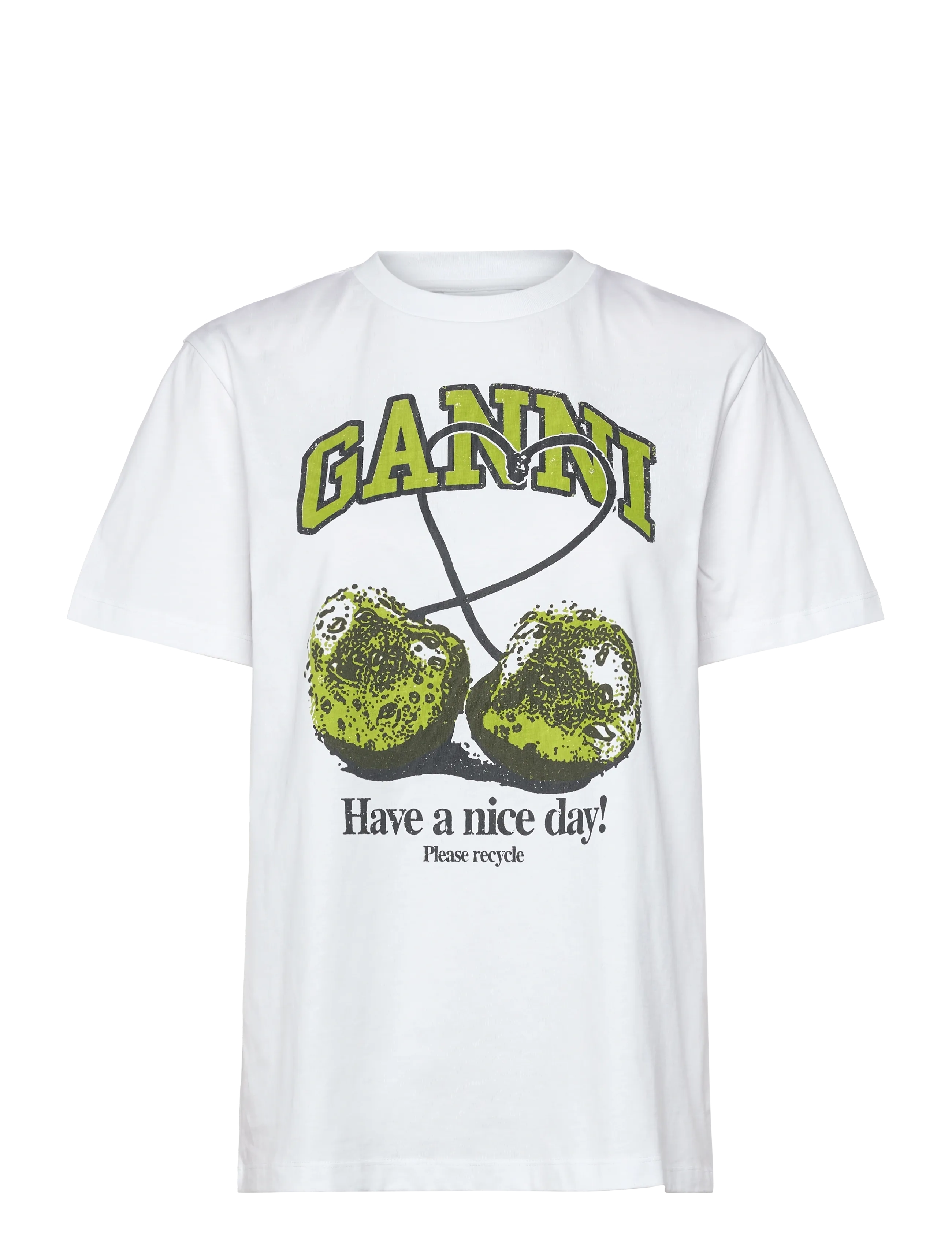 GANNI Basic Jersey Cherry Relaxed T-Shirt - Nyheder - BRIGHT WHITE / white