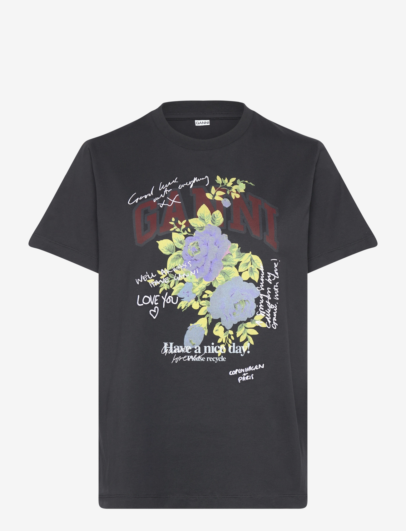 GANNI - Flower Print T-Shirt - phantom - 1