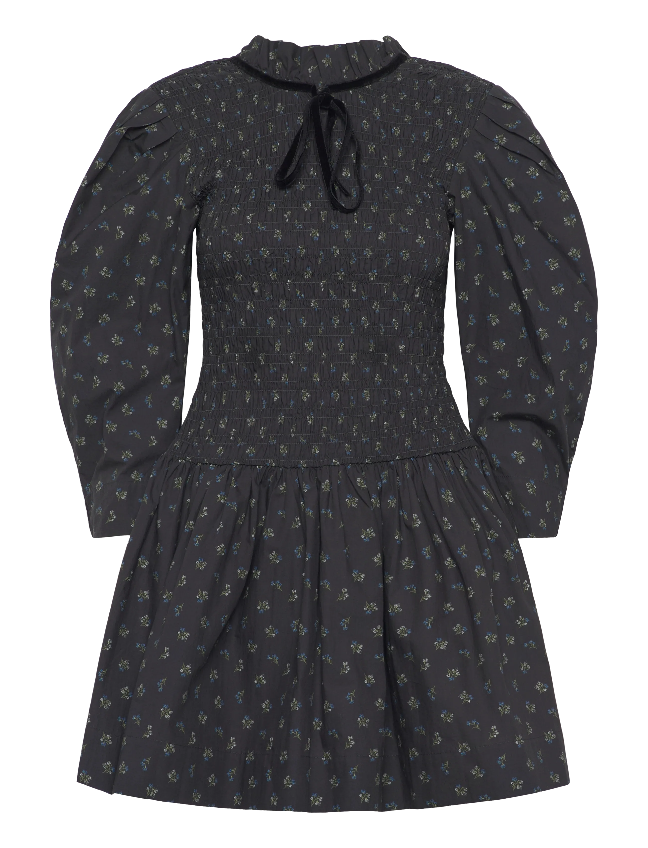 GANNI Printed Baumwolle Mini Smock Kleid Schwarz - 42 - Damen