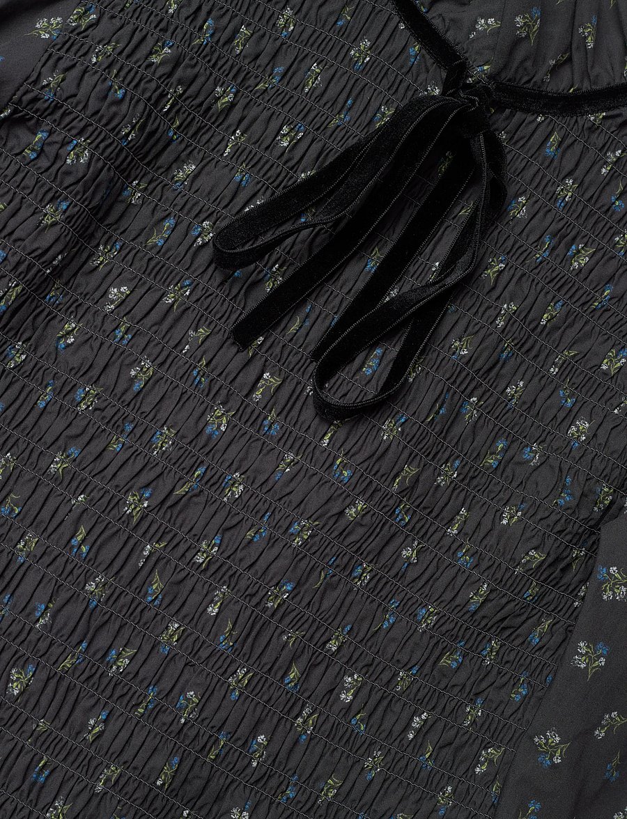 GANNI - Printed Cotton Mini Smock Dress - minikleidid - phantom - 5