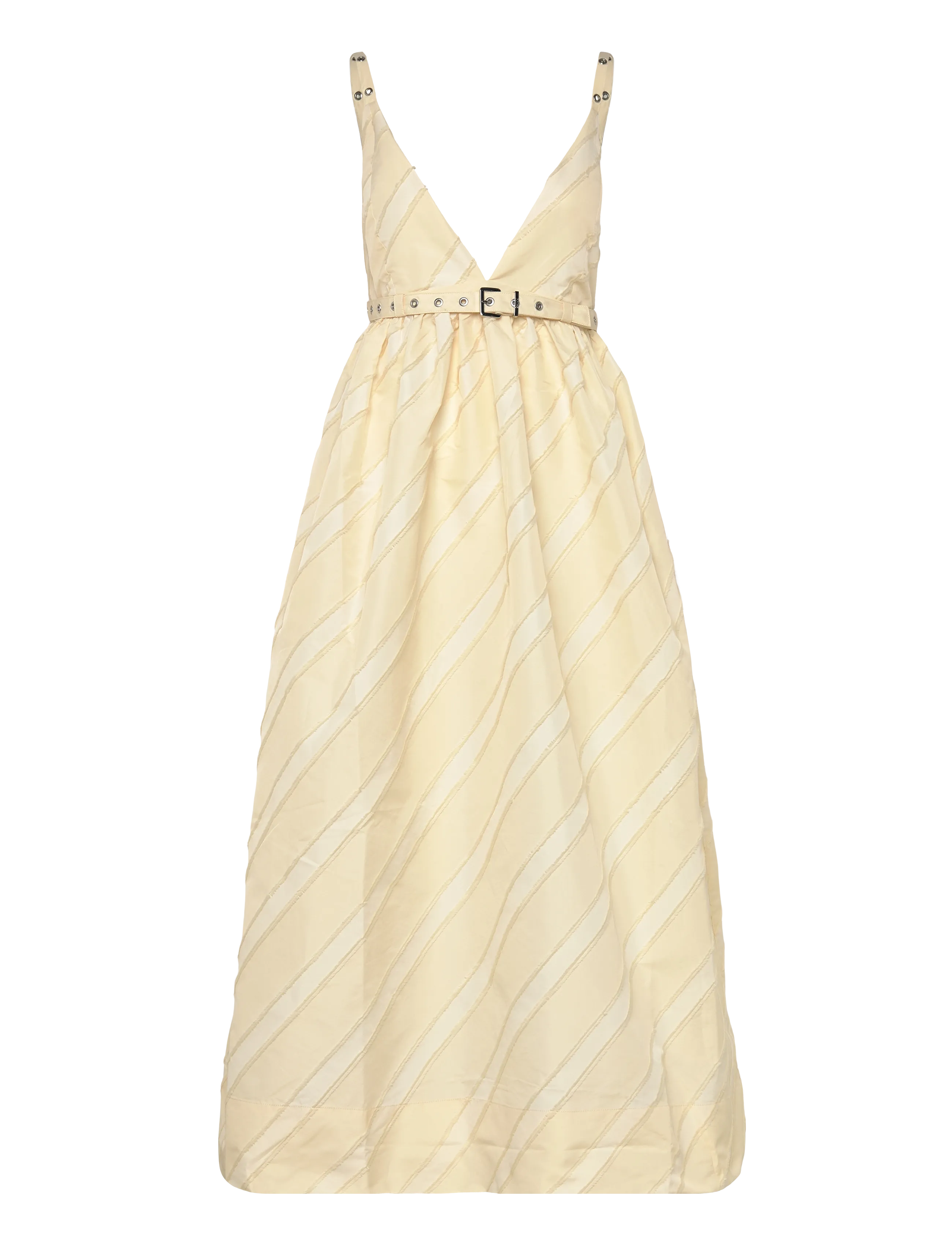 GANNI Stripe Strap Maxi Kleid Gelb - 44 - Damen