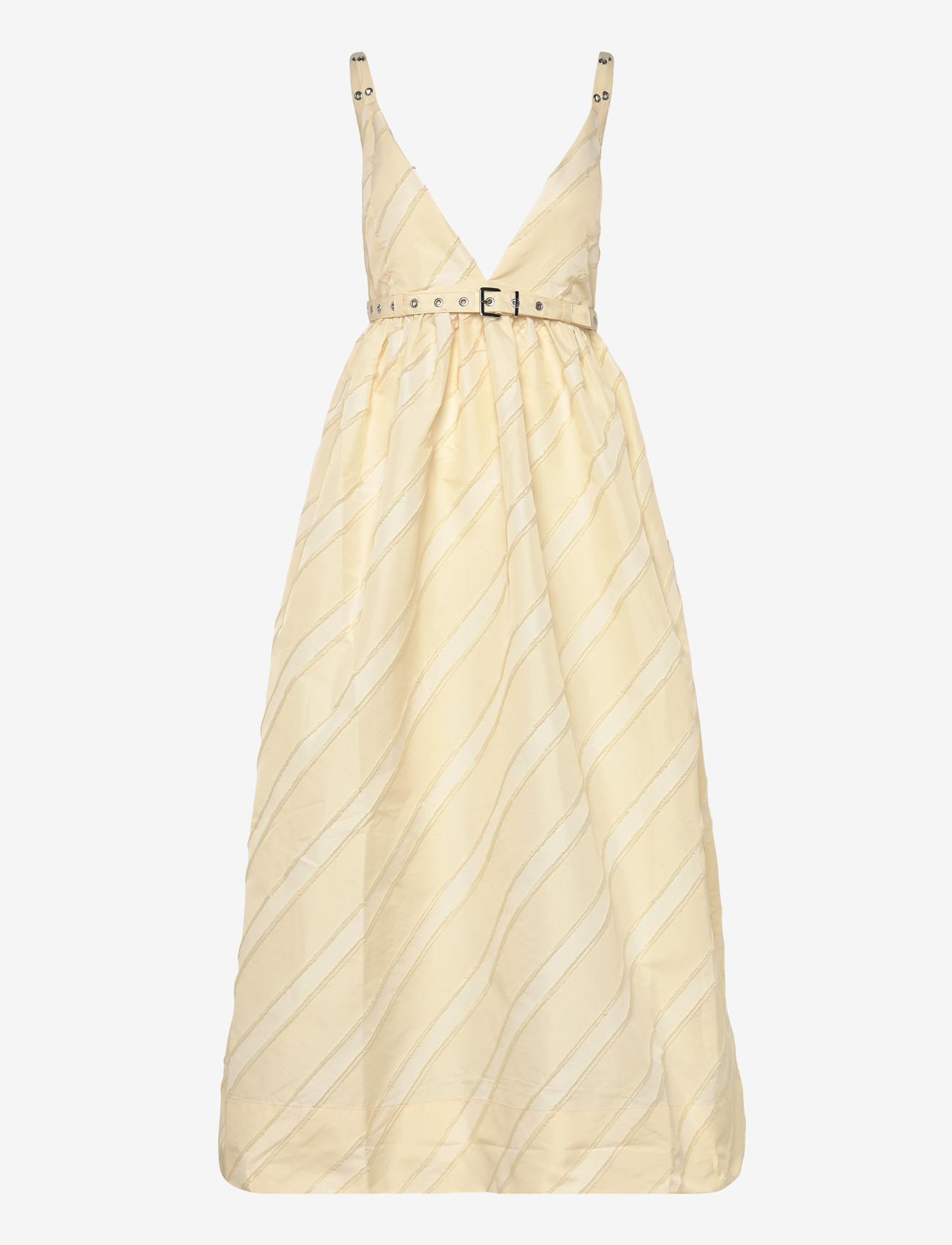 GANNI - STRIPE STRAP MAXI DRESS - cocktailklänningar - egret - 0