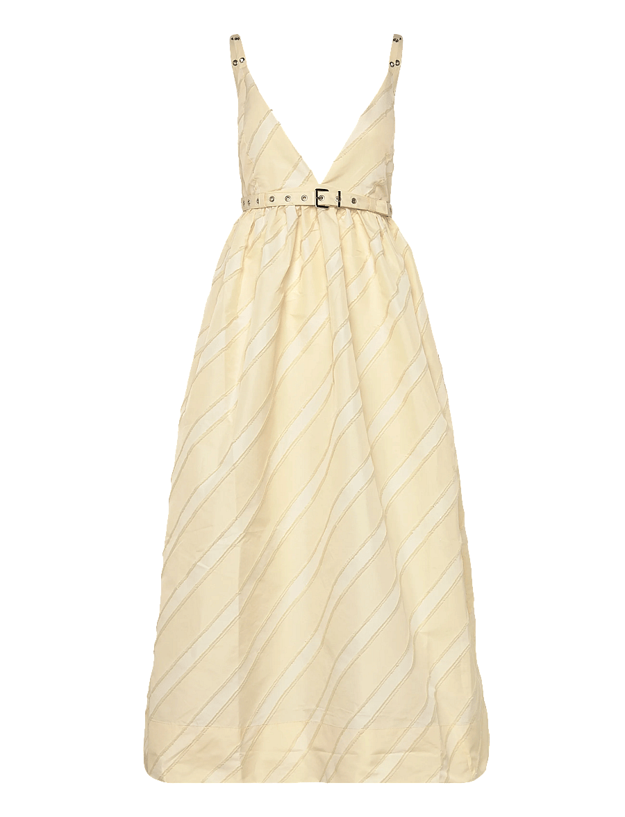 GANNI - STRIPE STRAP MAXI DRESS - cocktailkjoler - egret - 1