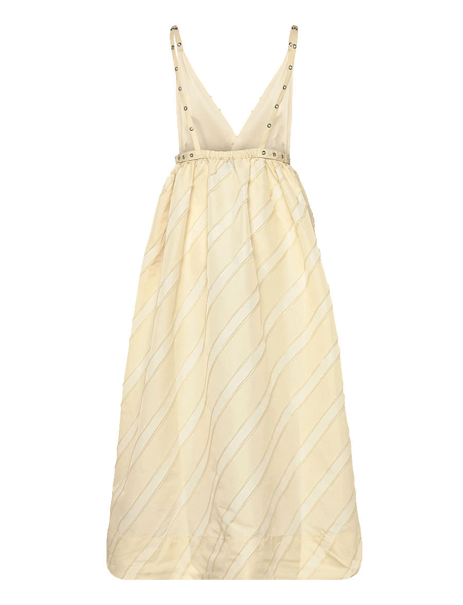 GANNI - STRIPE STRAP MAXI DRESS - cocktailkjoler - egret - 2