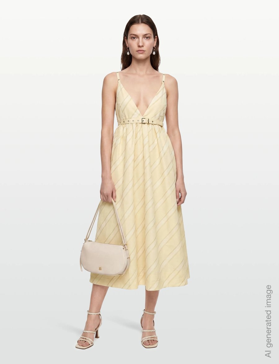 GANNI - STRIPE STRAP MAXI DRESS - cocktailkjoler - egret - 0