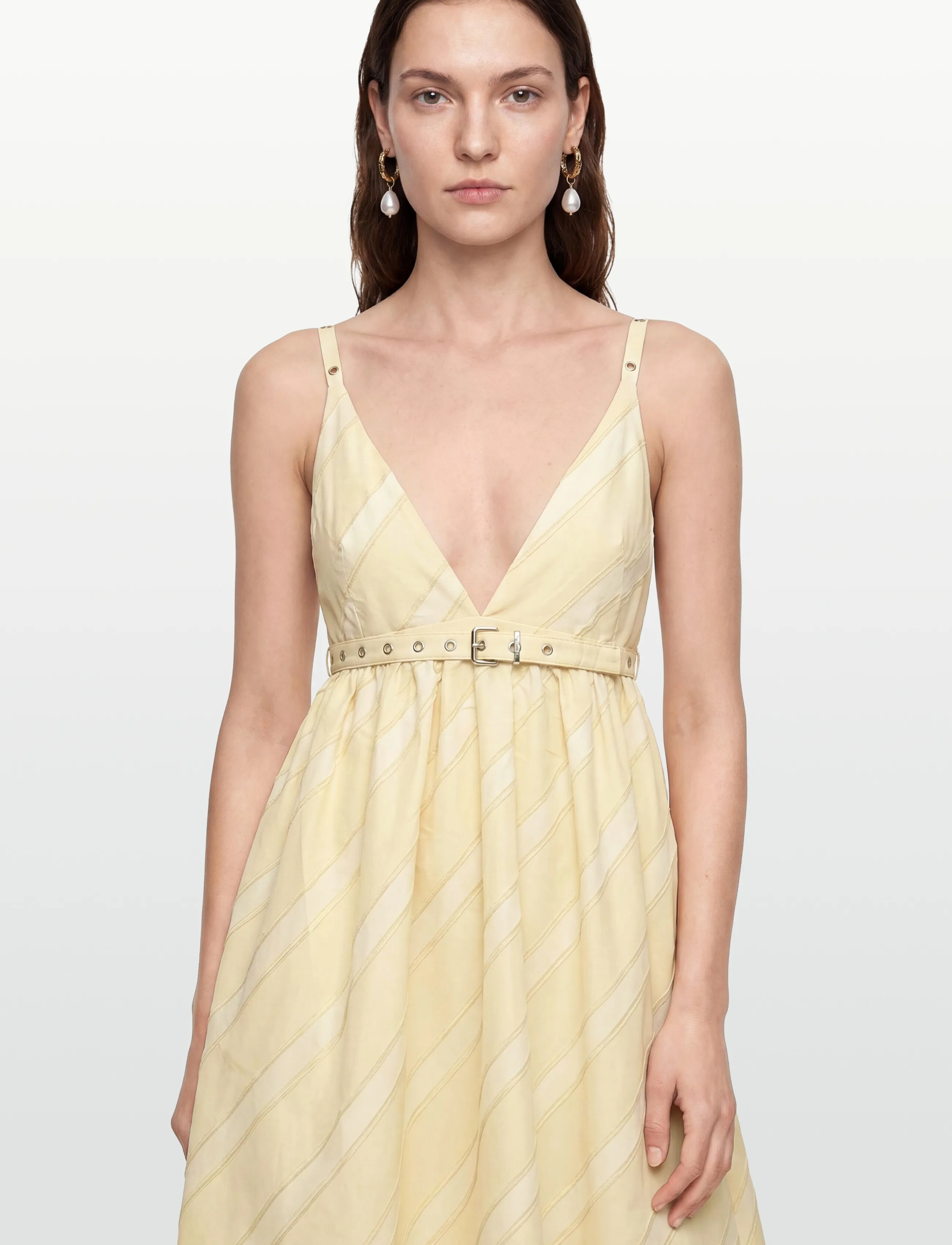GANNI - STRIPE STRAP MAXI DRESS - maxi dresses - egret - 3