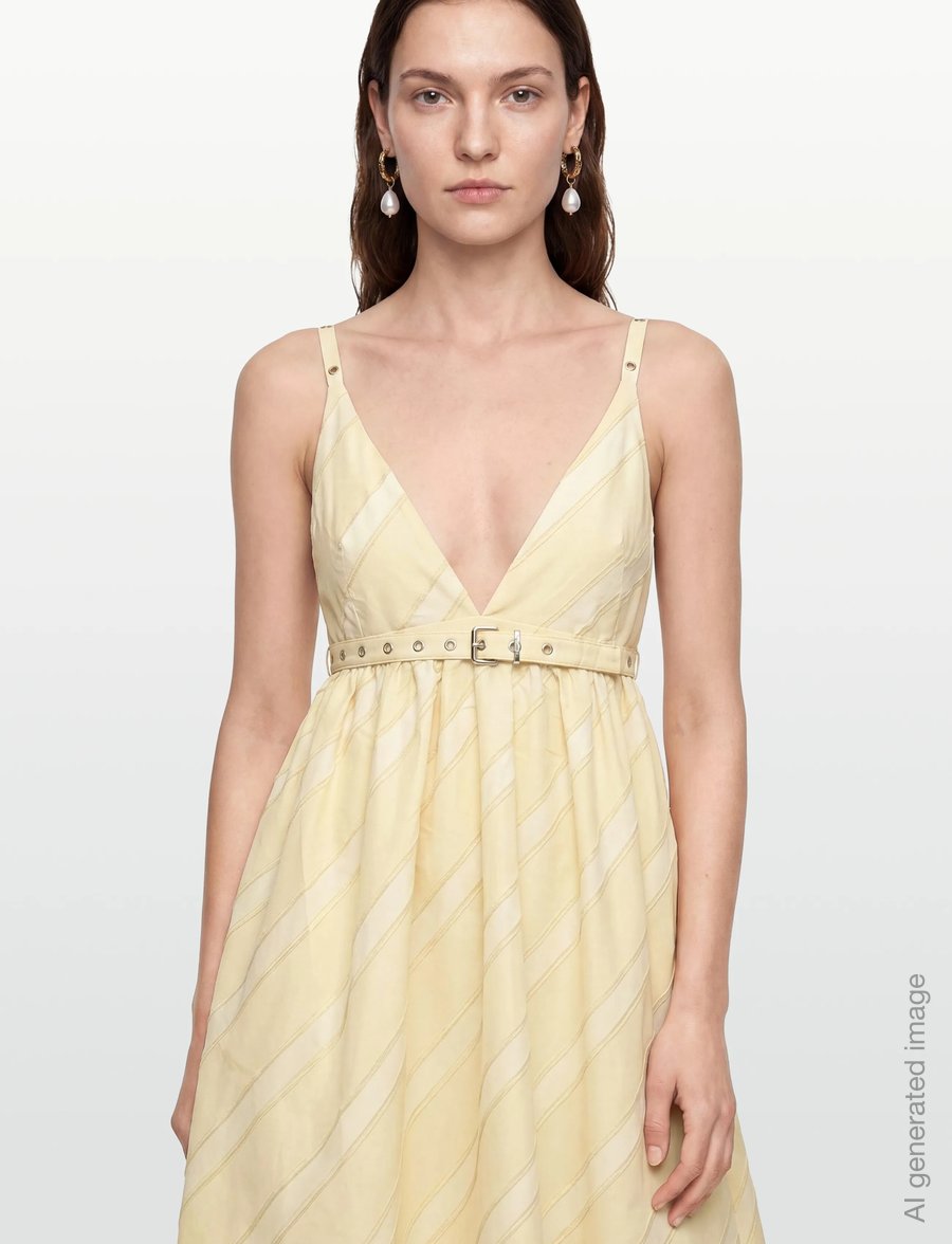 GANNI - STRIPE STRAP MAXI DRESS - cocktailkjoler - egret - 3