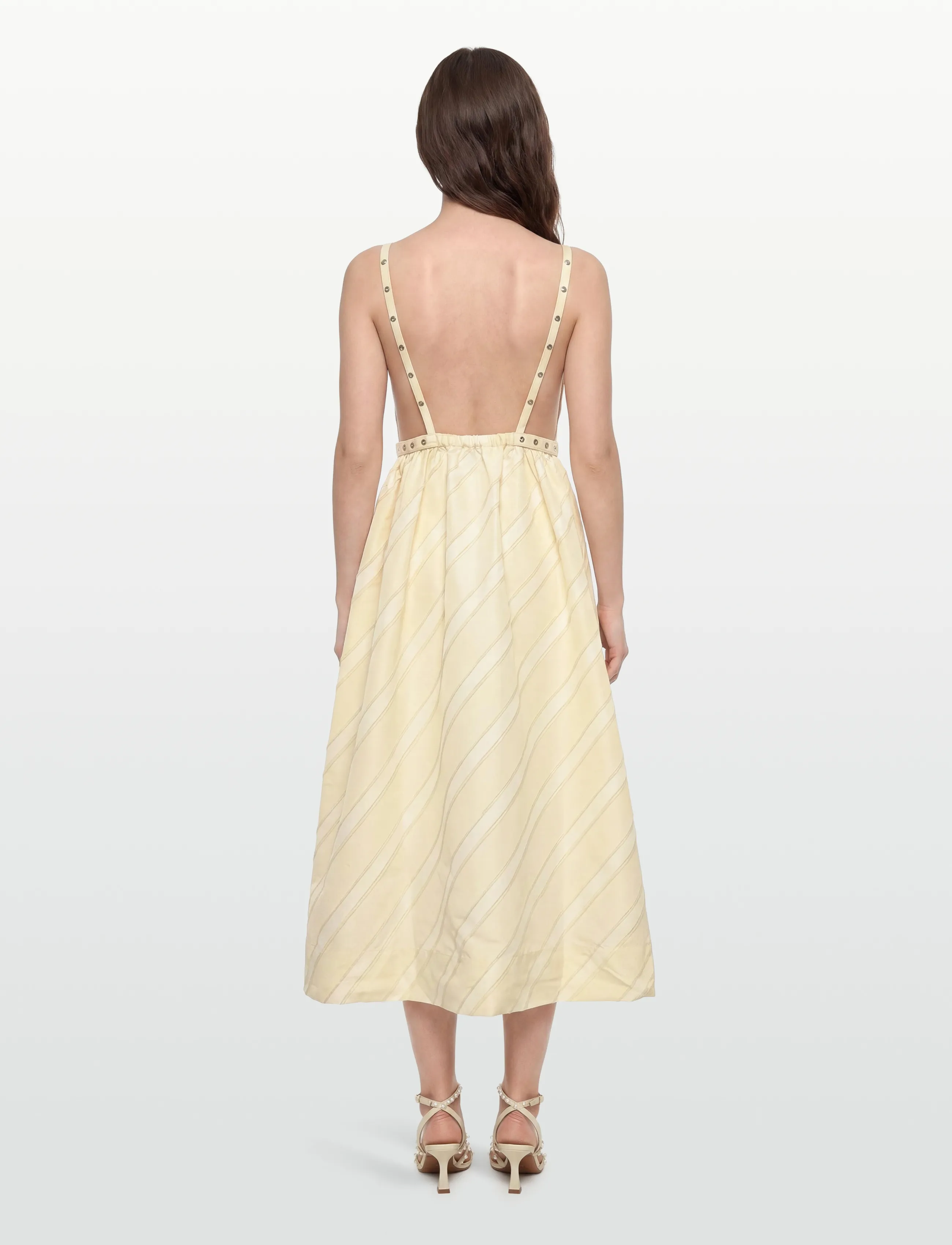 GANNI - STRIPE STRAP MAXI DRESS - maxi dresses - egret - 4