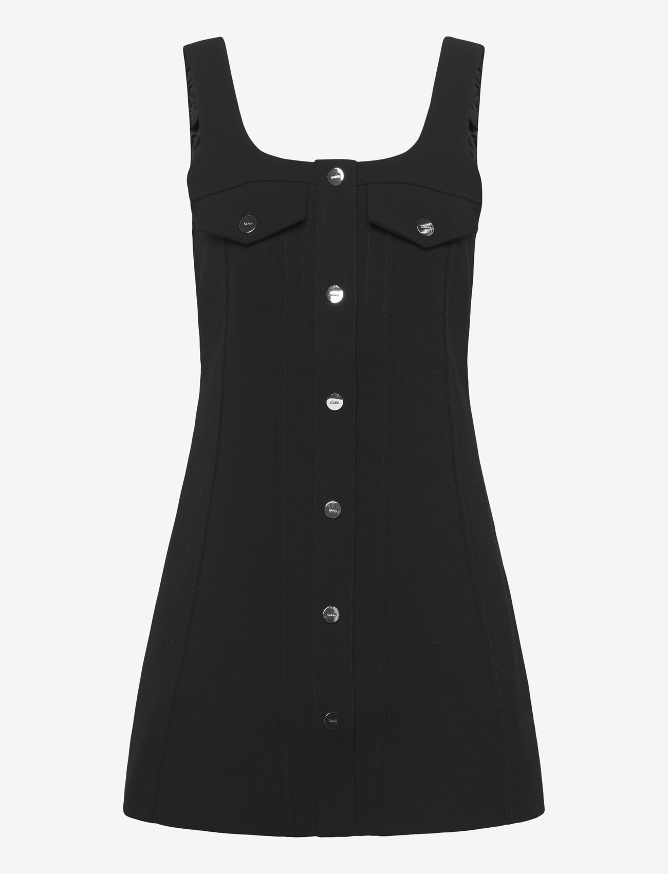 GANNI - CREP MINI DRESS - sommarklänningar - black - 0