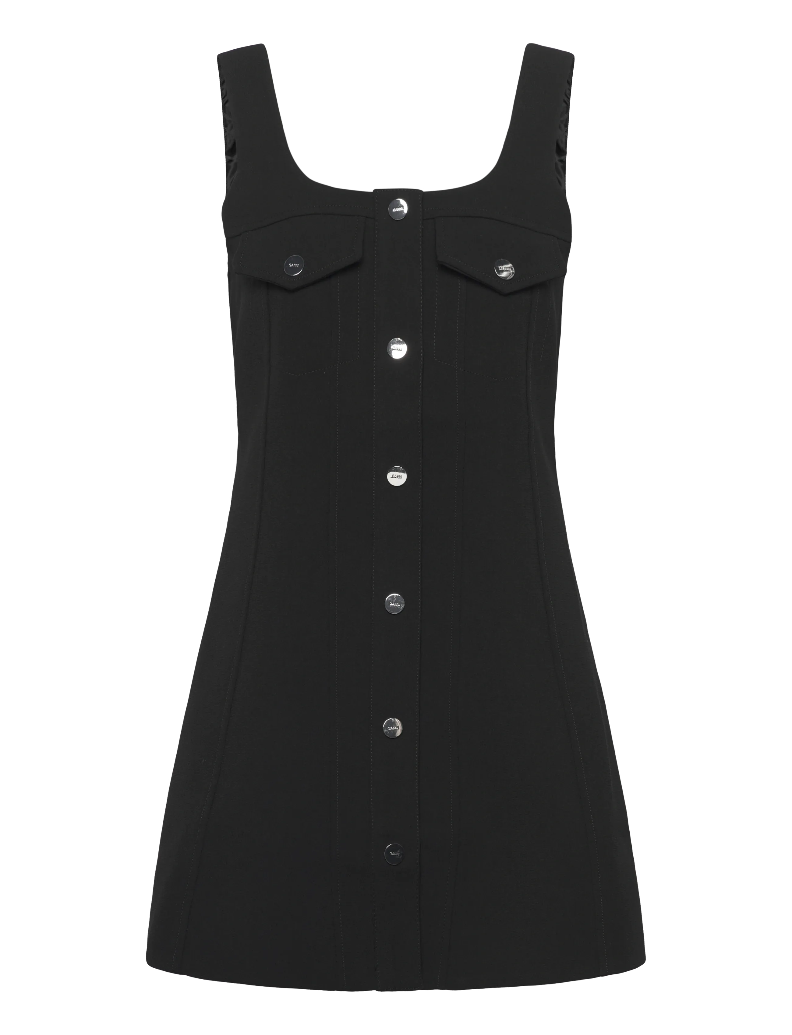 GANNI CREP MINI DRESS - GANNI - BLACK / black