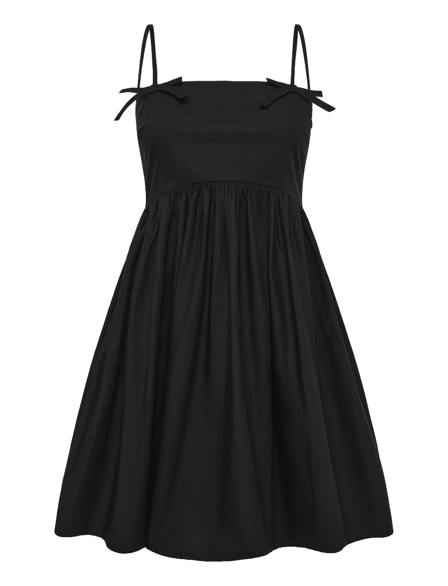 GANNI - Cotton Poplin Strap Dress - black - 0