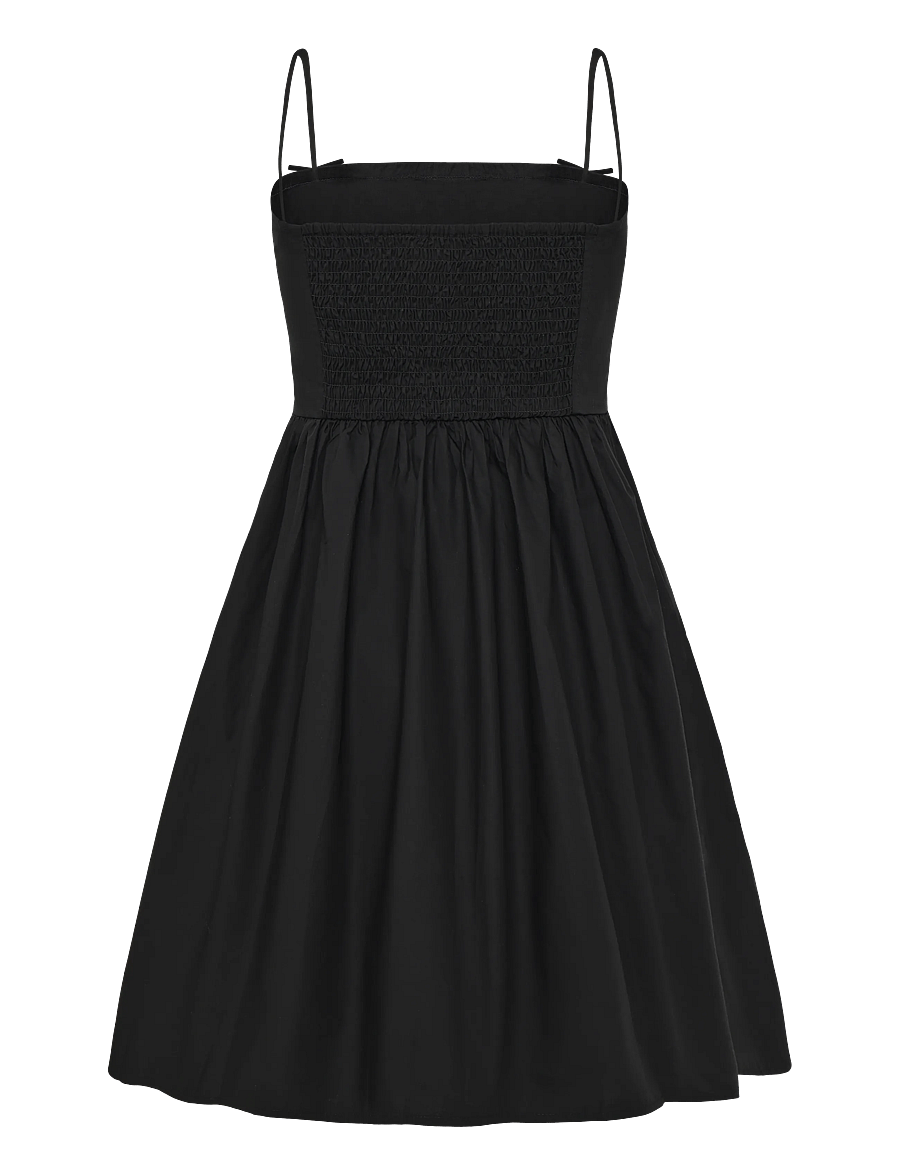 GANNI - Cotton Poplin Strap Dress - black - 1