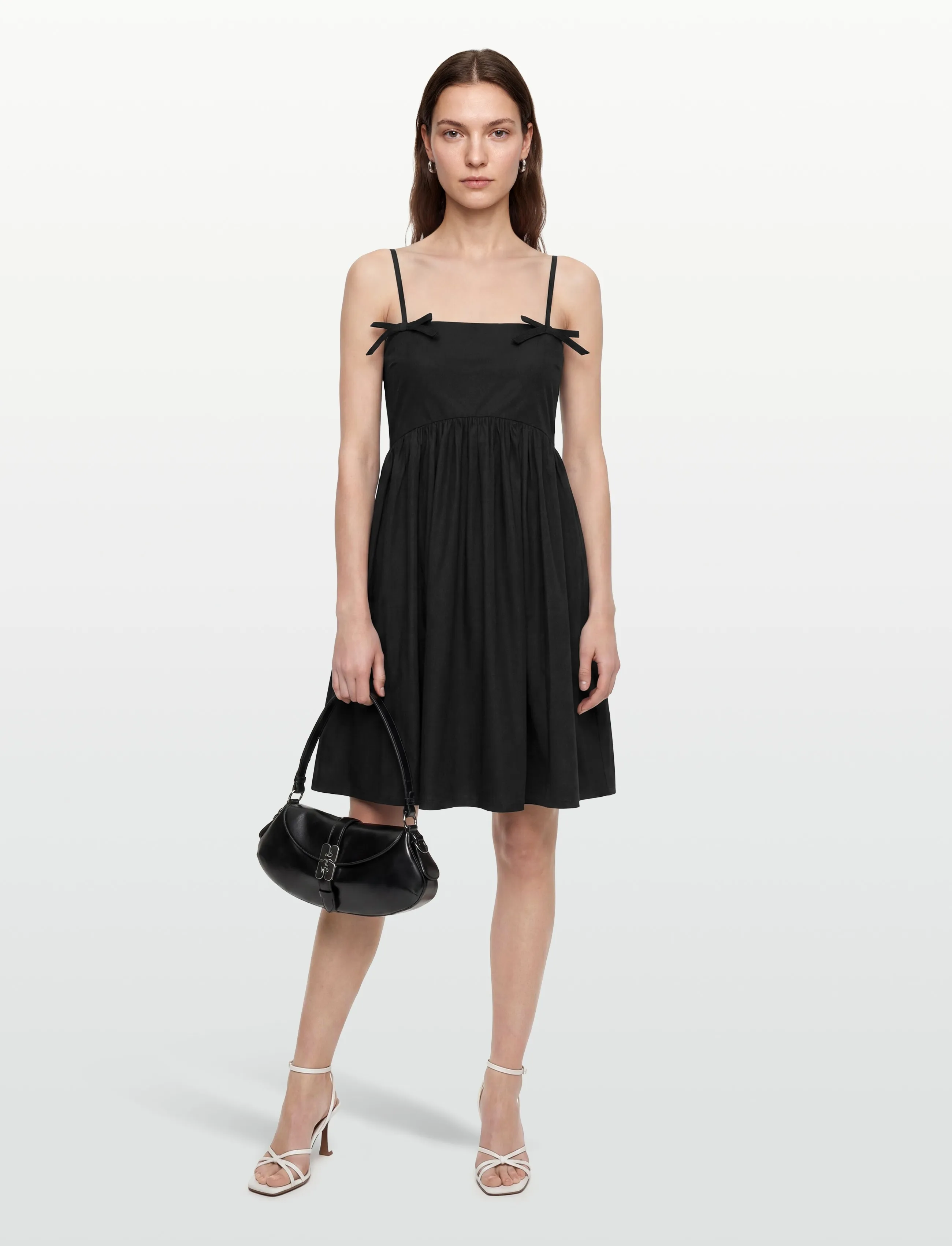 GANNI Cotton Poplin Strap Dress, 38, Black, Kjoler > Kort Kjole, Dame