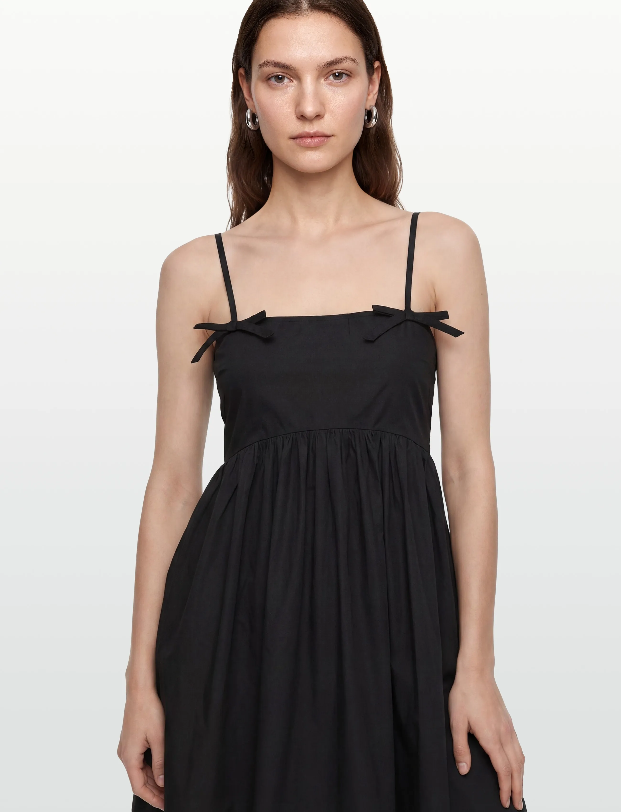 GANNI - Cotton Poplin Strap Dress - sommarklänningar - black - 5