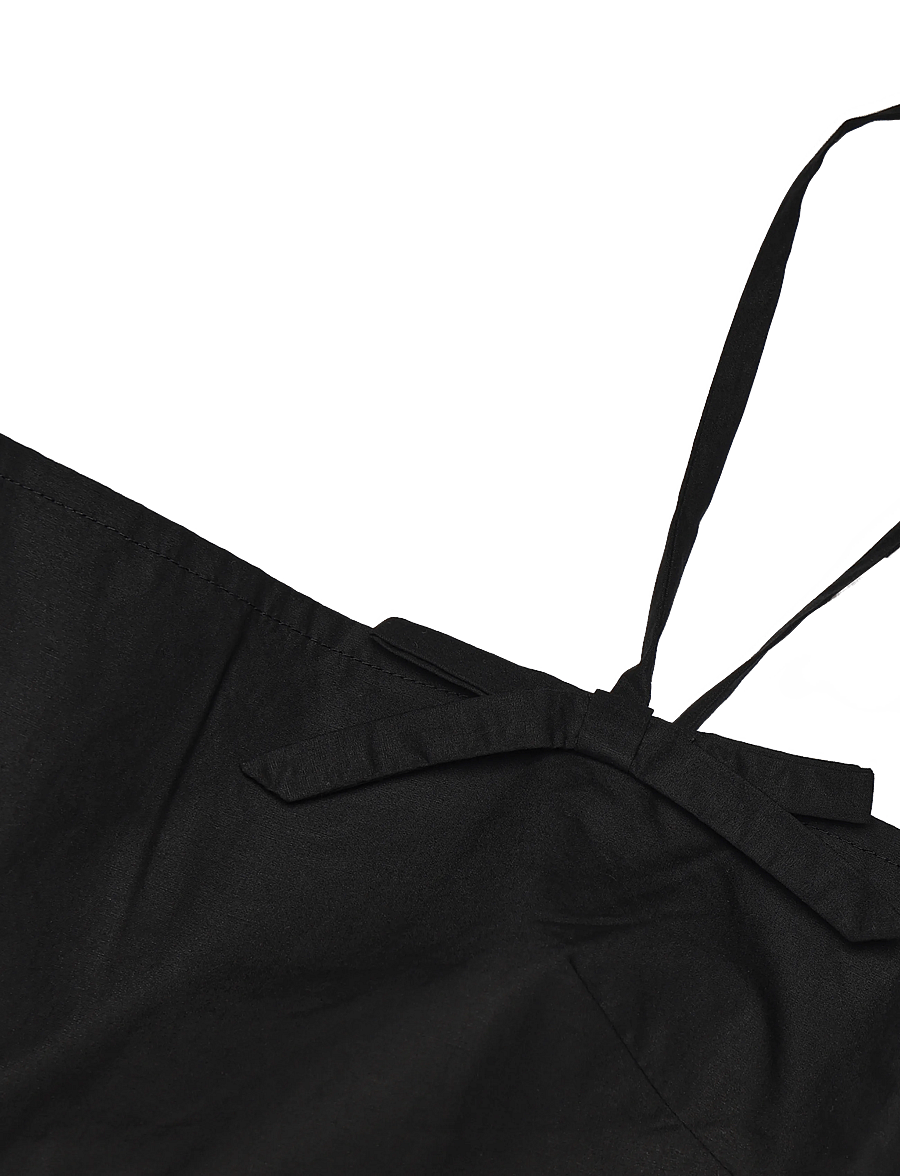 GANNI - Cotton Poplin Strap Dress - black - 2