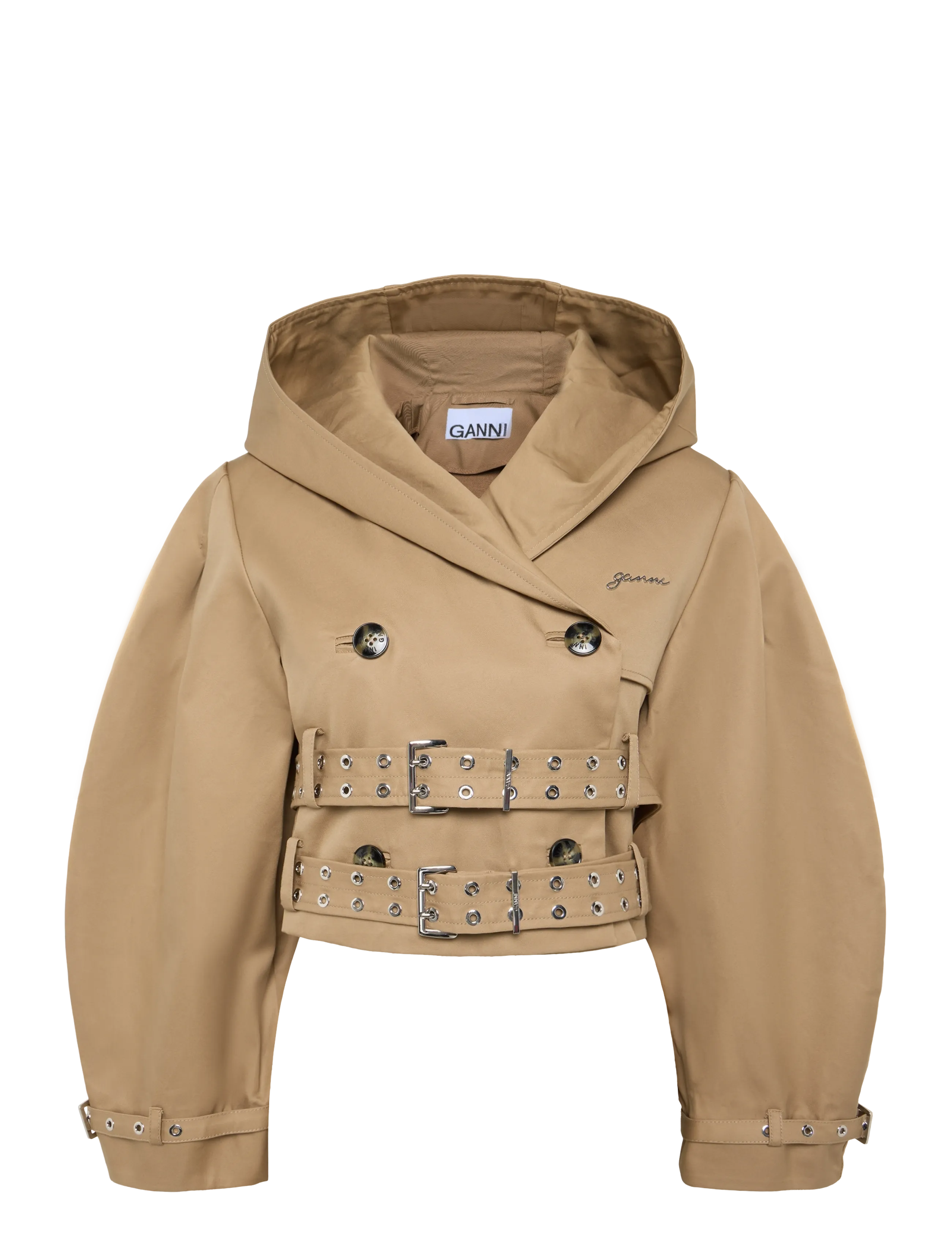 GANNI Bonded Cotton Short Jacket - Jakkar og yfirhafnir - TIGER'S EYE / brown