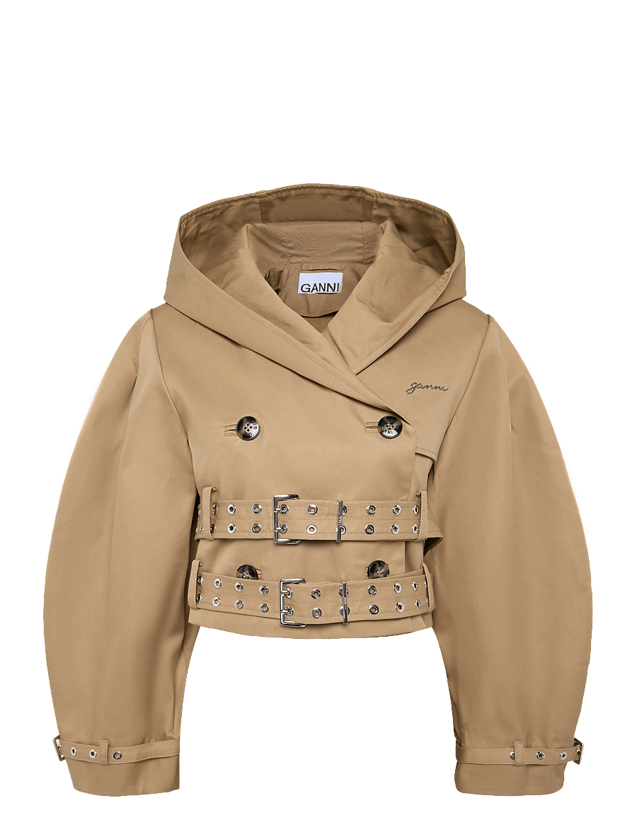 GANNI - Bonded Cotton Short Jacket - kevadjoped - tiger's eye - 0