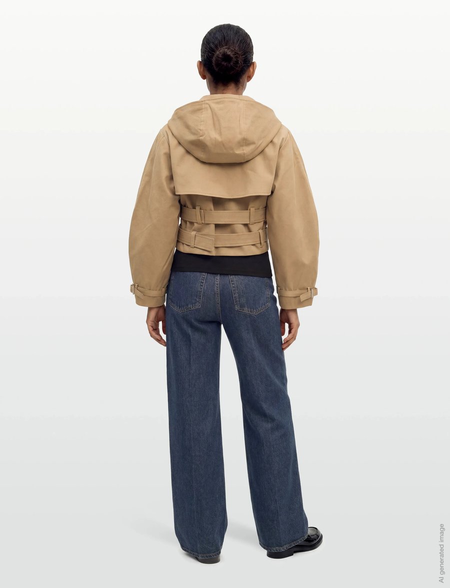 GANNI - Bonded Cotton Short Jacket - forårsjakker - tiger's eye - 4