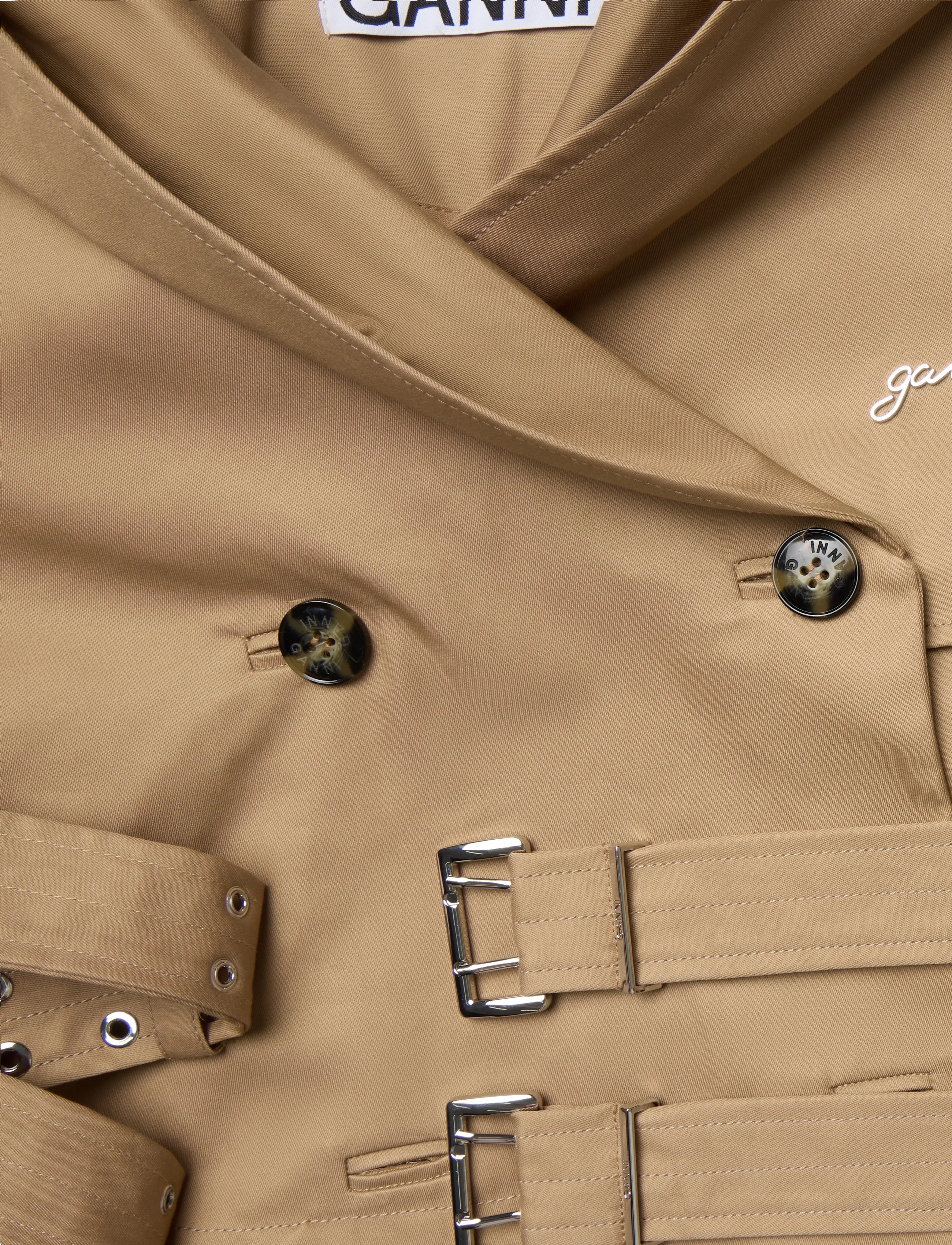 GANNI - Bonded Cotton Short Jacket - kevadjoped - tiger's eye - 3