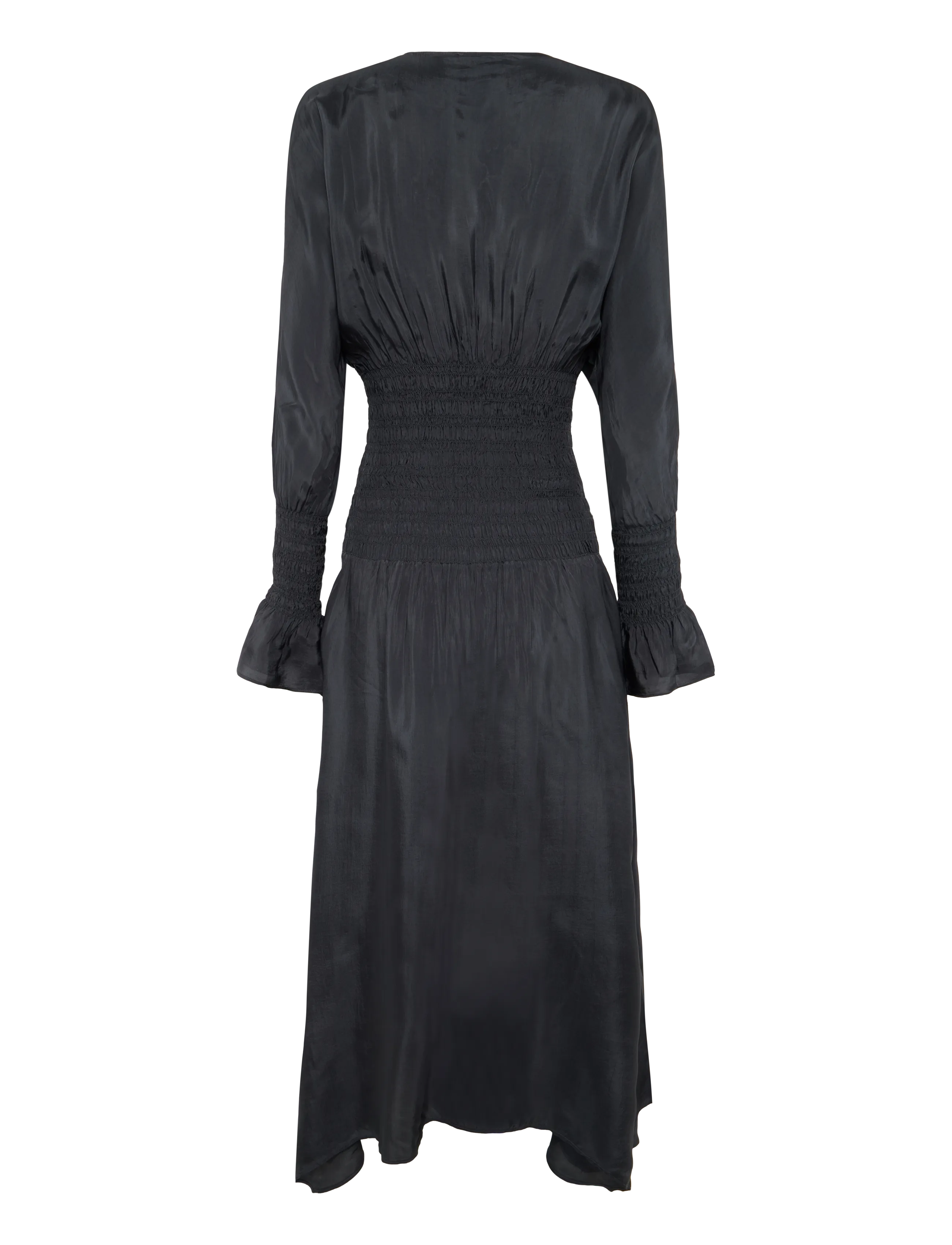 GANNI - Viscose Habotai Smock Midi Dress - maksikleidid - phantom - 1