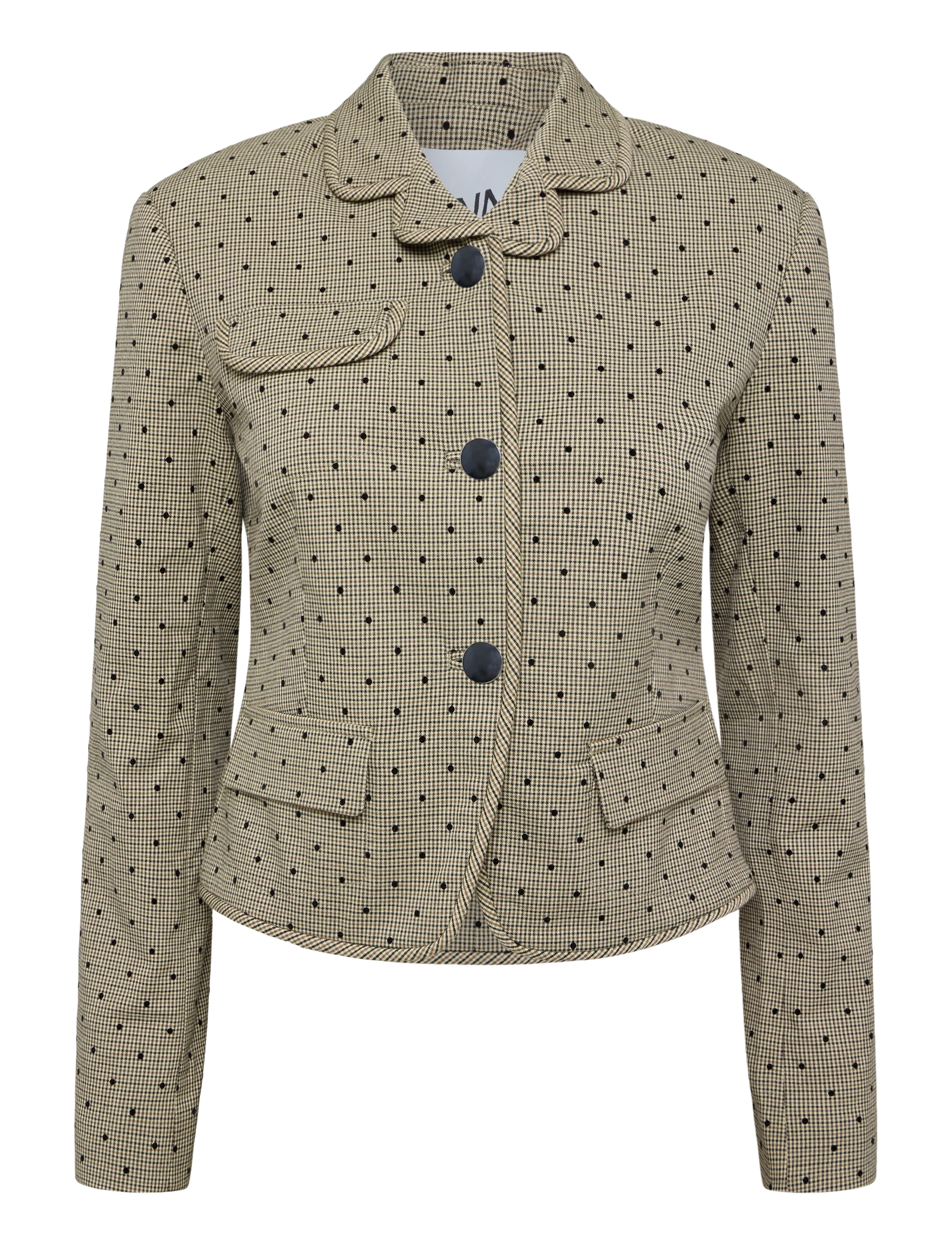 GANNI Flock Check Suiting Blazer Beige - 36 - Damen