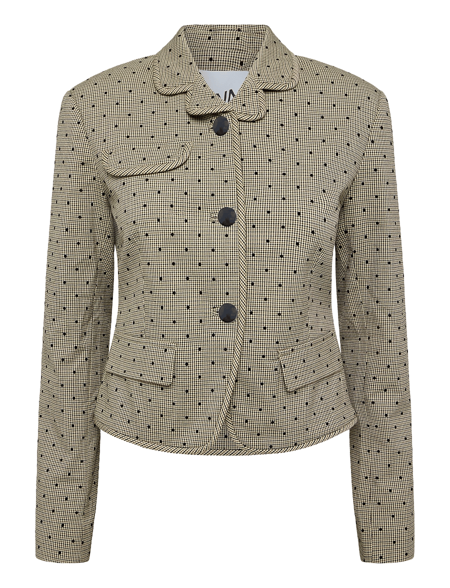 GANNI - Flock Check Suiting Blazer - tiger's eye - 0
