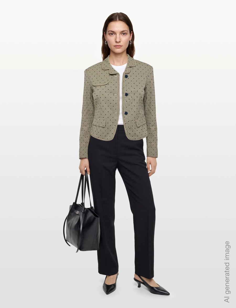 GANNI - Flock Check Suiting Blazer - lühikesed pintsakud - tiger's eye - 0