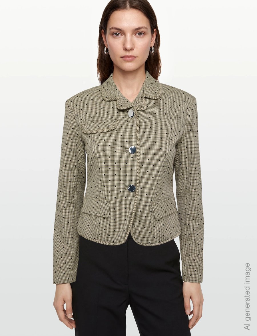 GANNI - Flock Check Suiting Blazer - lühikesed pintsakud - tiger's eye - 3