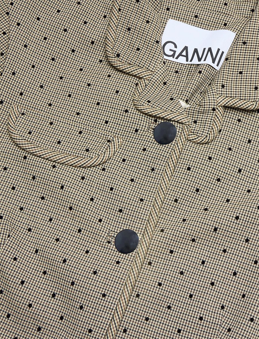 GANNI - Flock Check Suiting Blazer - tiger's eye - 2