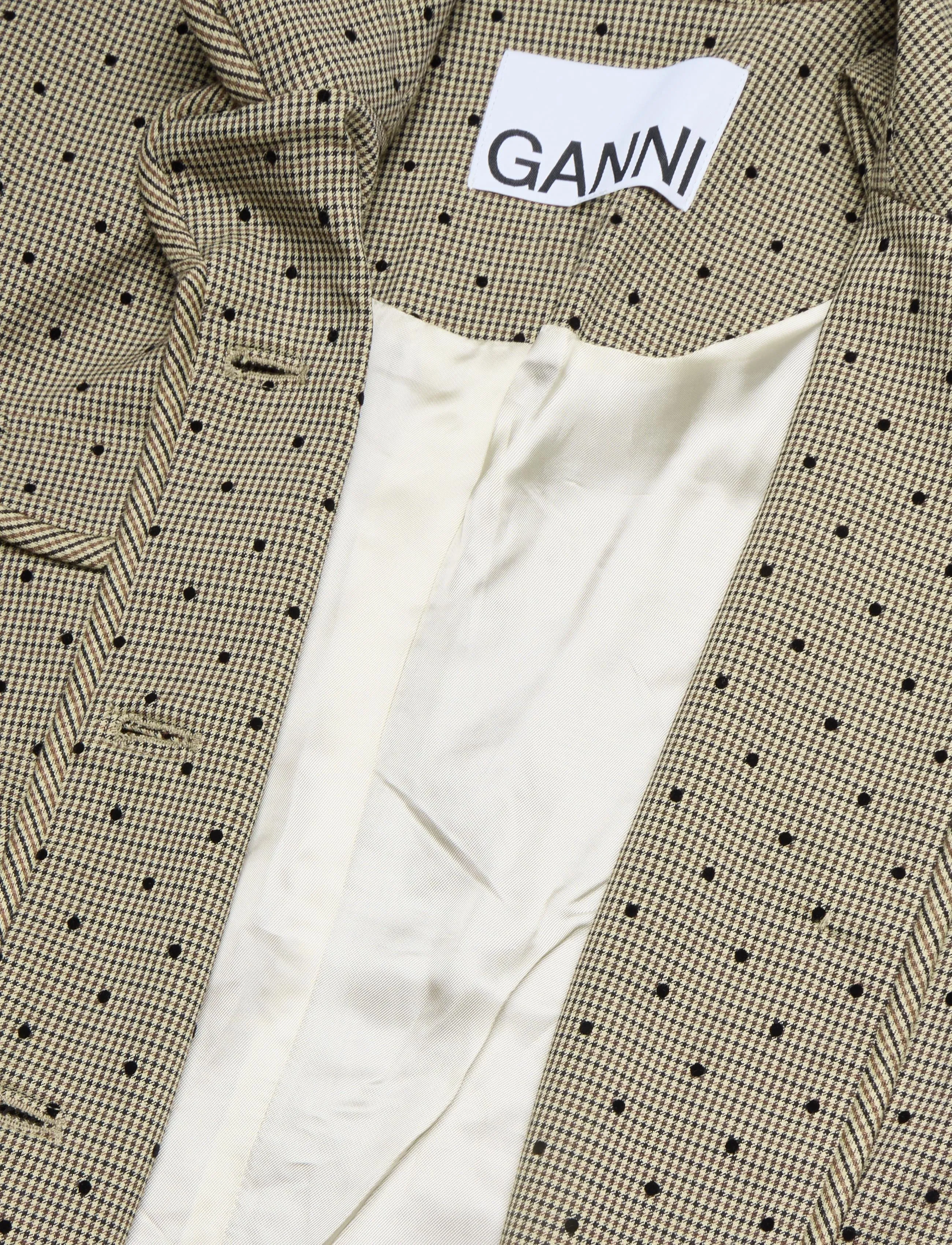 GANNI - Flock Check Suiting Blazer - tiger's eye - 3