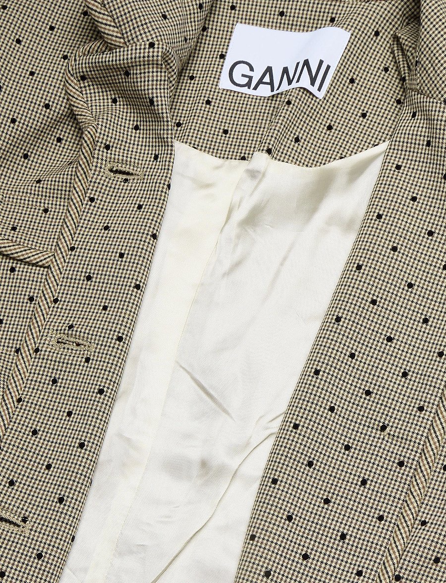 GANNI - Flock Check Suiting Blazer - tiger's eye - 3